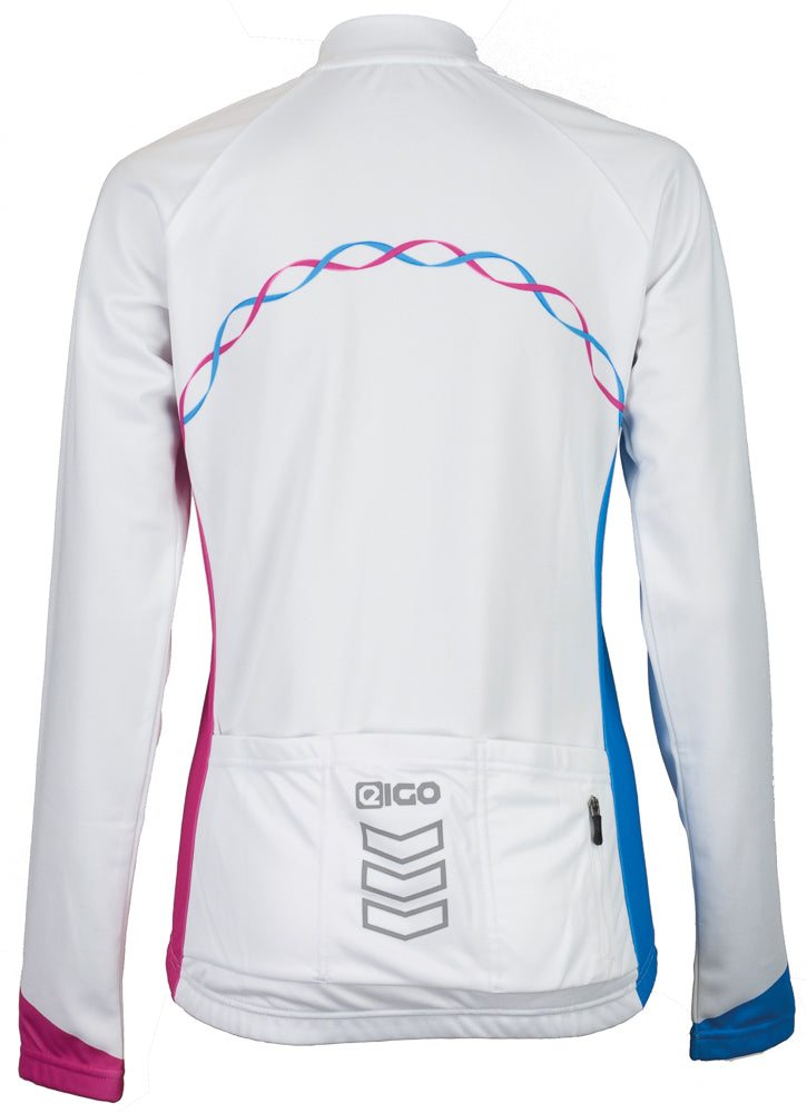 Eigo Ribbon Womens Long Sleeve Cycling Jersey White / Cyan / Magenta