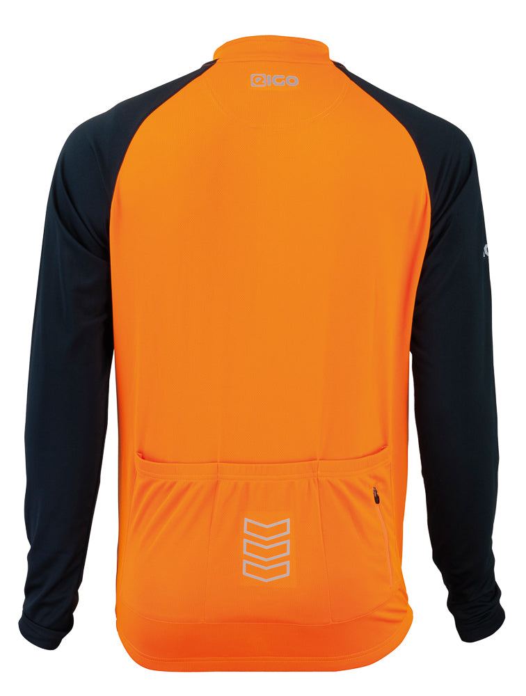 Eigo Tempest Mens Long Sleeve Short Zip Cycling Jersey Vivid Orange / Black