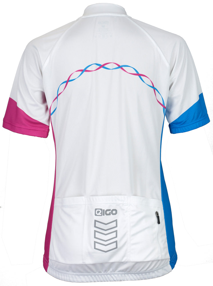 Eigo Ribbon Womens Short Sleeve Cycling Jersey White / Cyan / Magenta