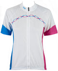 Eigo Ribbon Womens Short Sleeve Cycling Jersey White / Cyan / Magenta