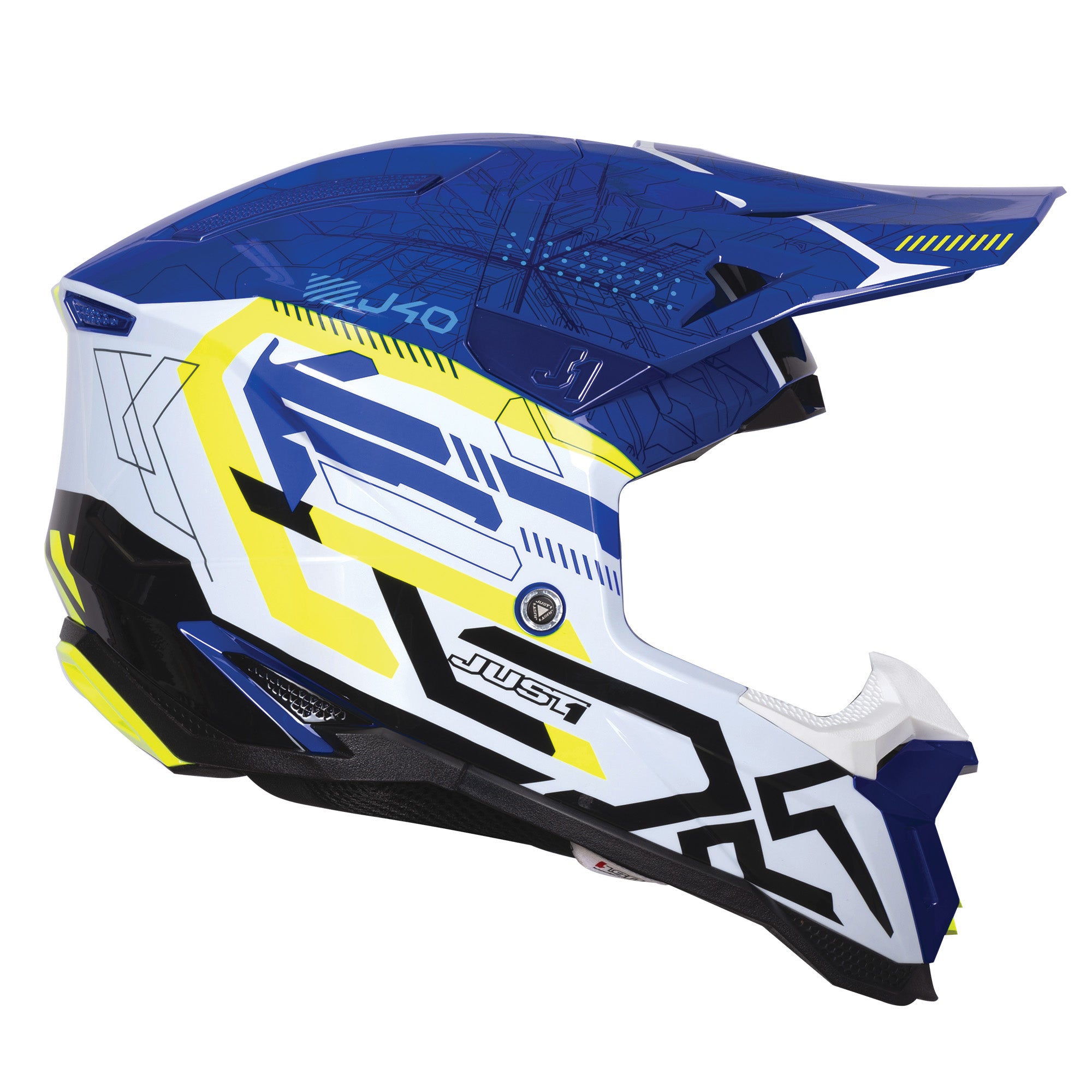 Just1 J40 Motocross Helmet Mission Fluo Yellow Blue Gloss