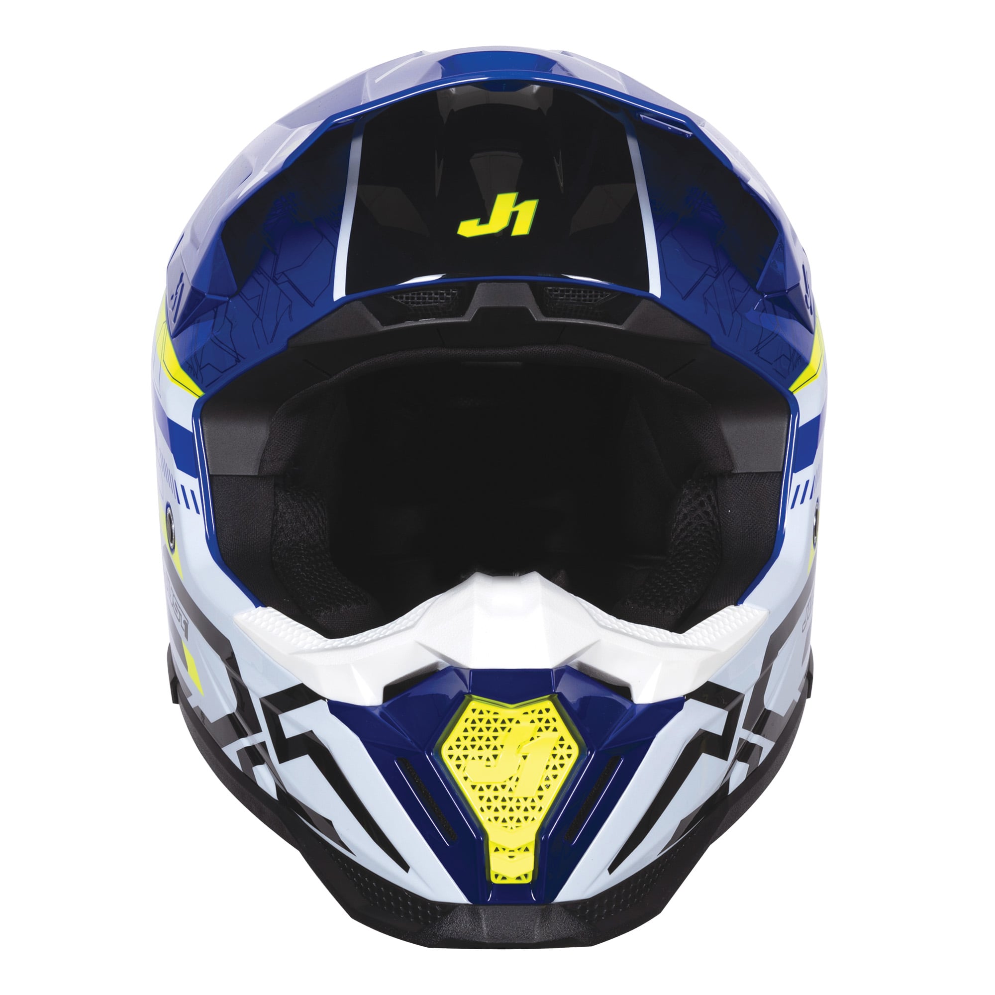 Just1 J40 Motocross Helmet Mission Fluo Yellow Blue Gloss