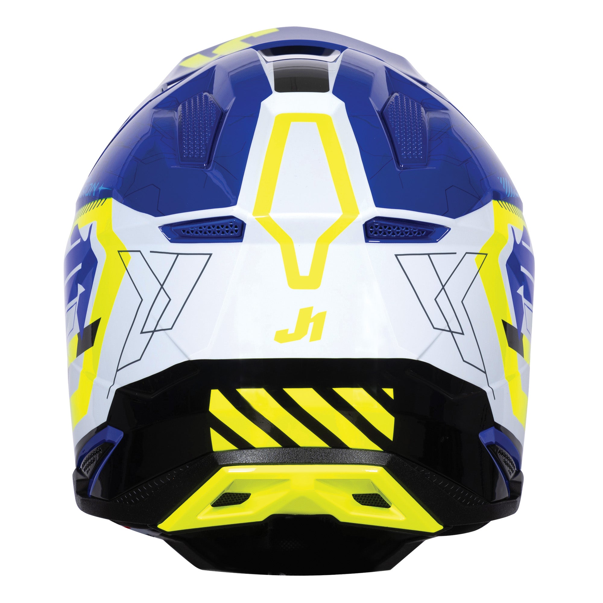 Just1 J40 Motocross Helmet Mission Fluo Yellow Blue Gloss