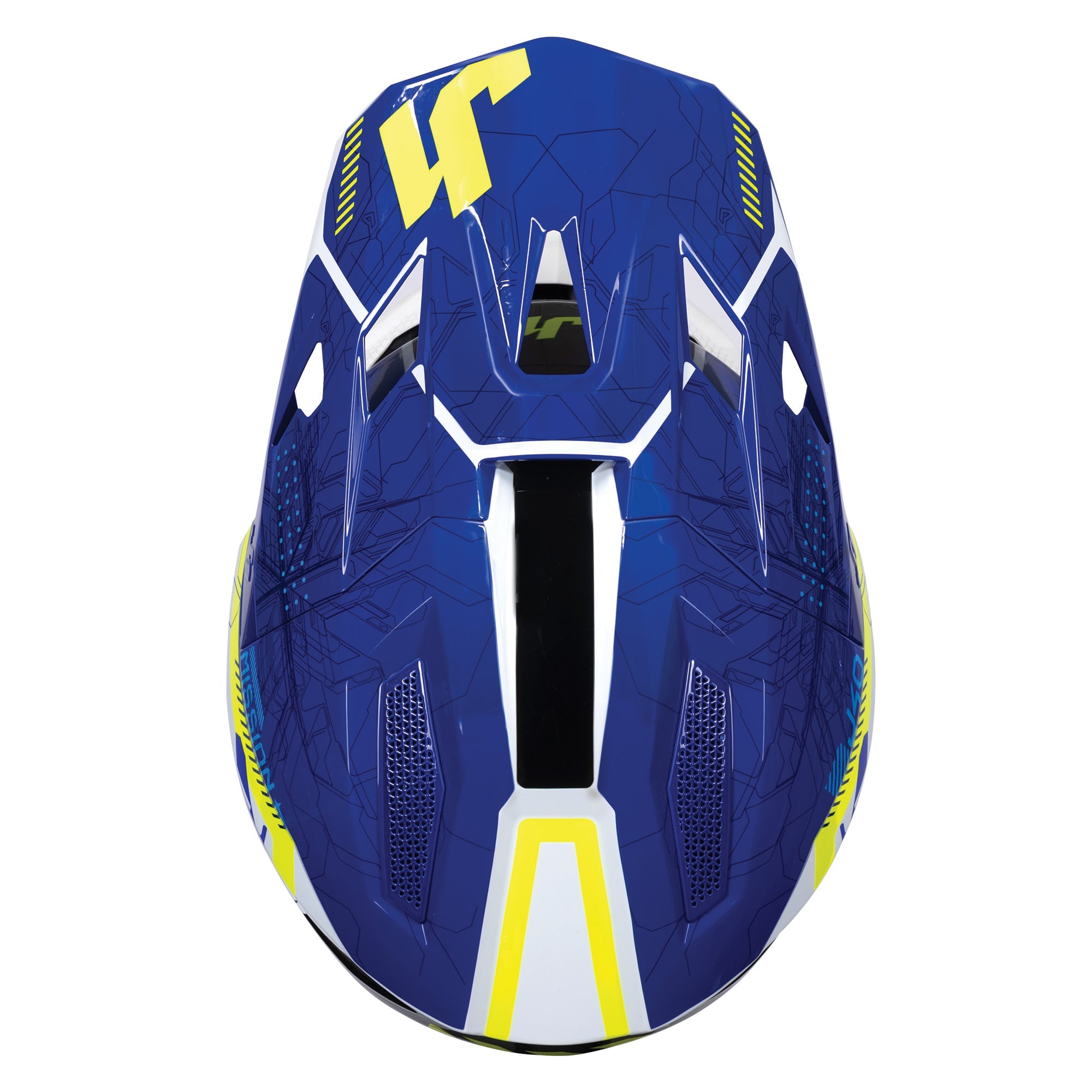 Just1 J40 Motocross Helmet Mission Fluo Yellow Blue Gloss