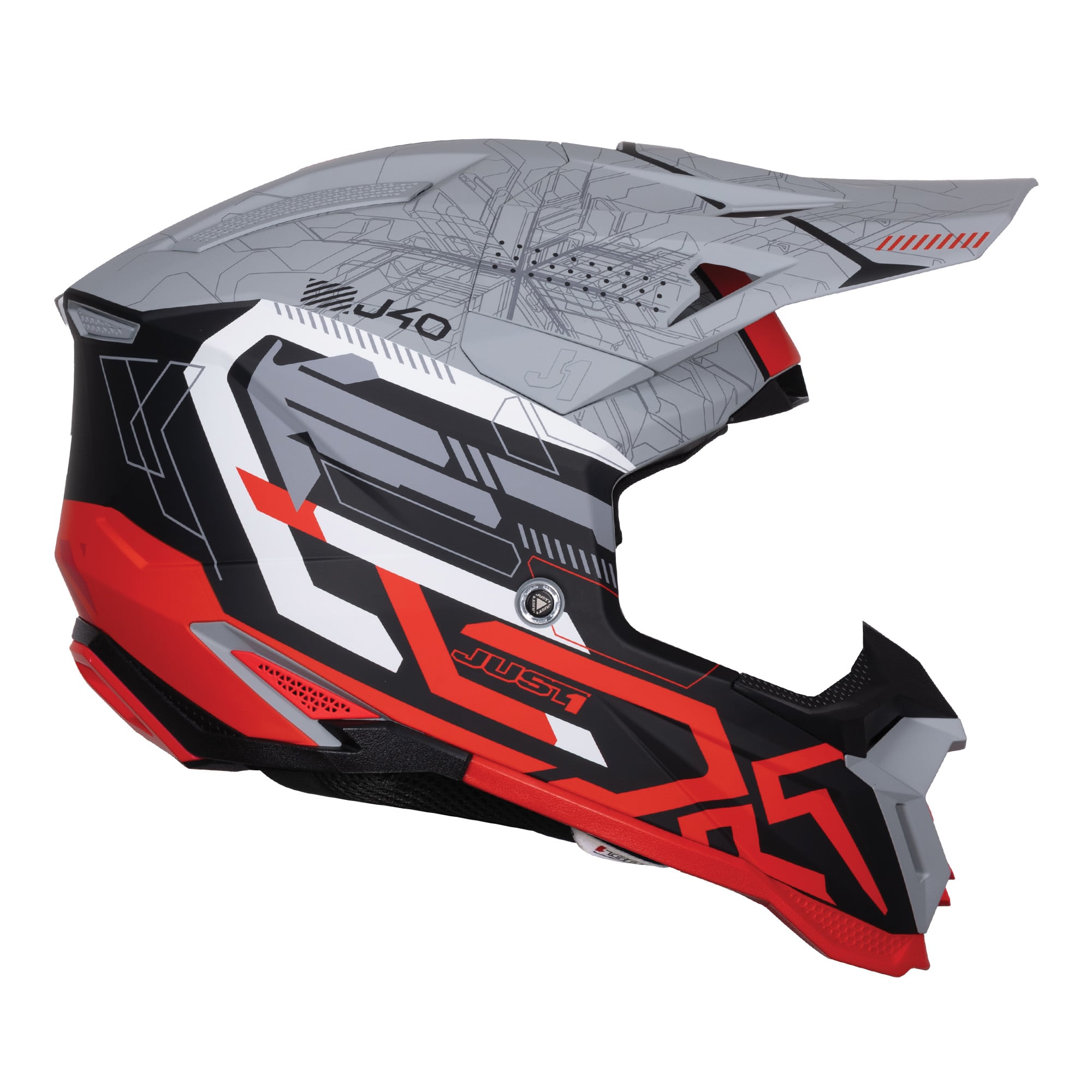 Just1 J40 Motocross Helmet Mission Red Grey Matt