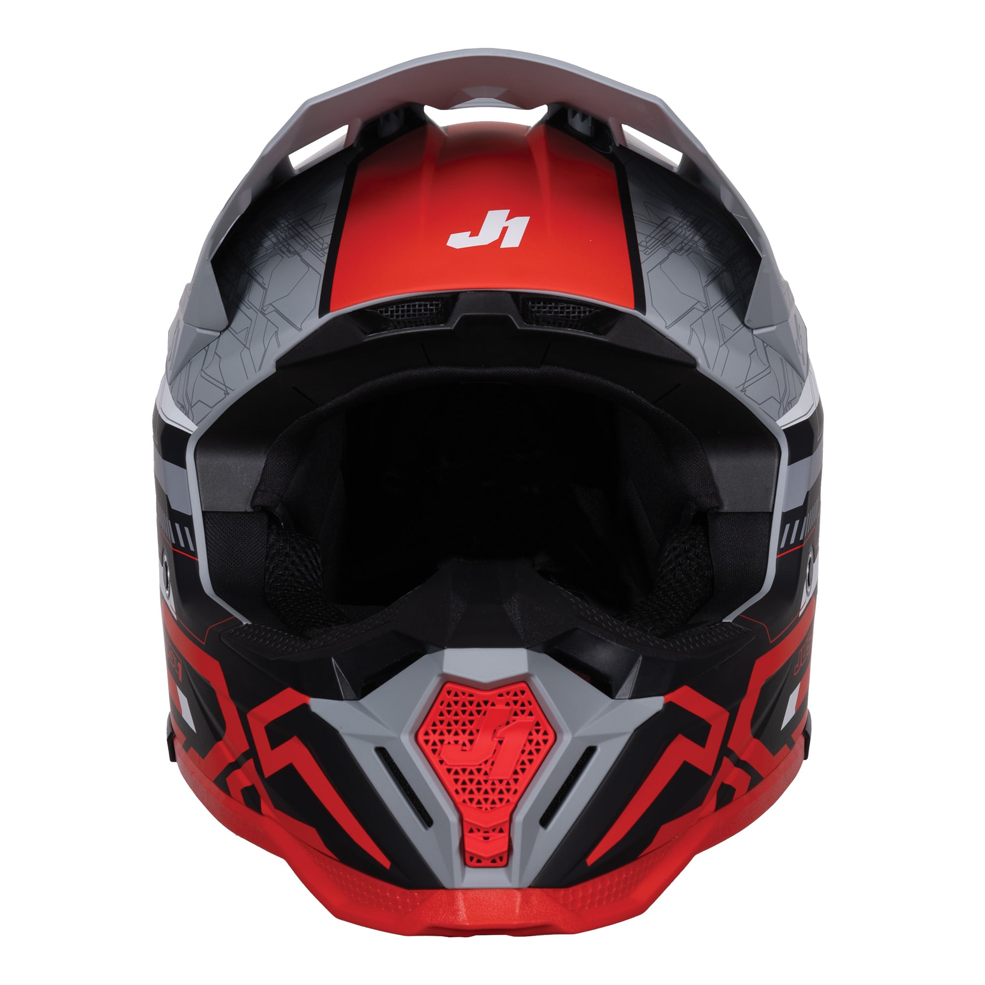 Just1 J40 Motocross Helmet Mission Red Grey Matt