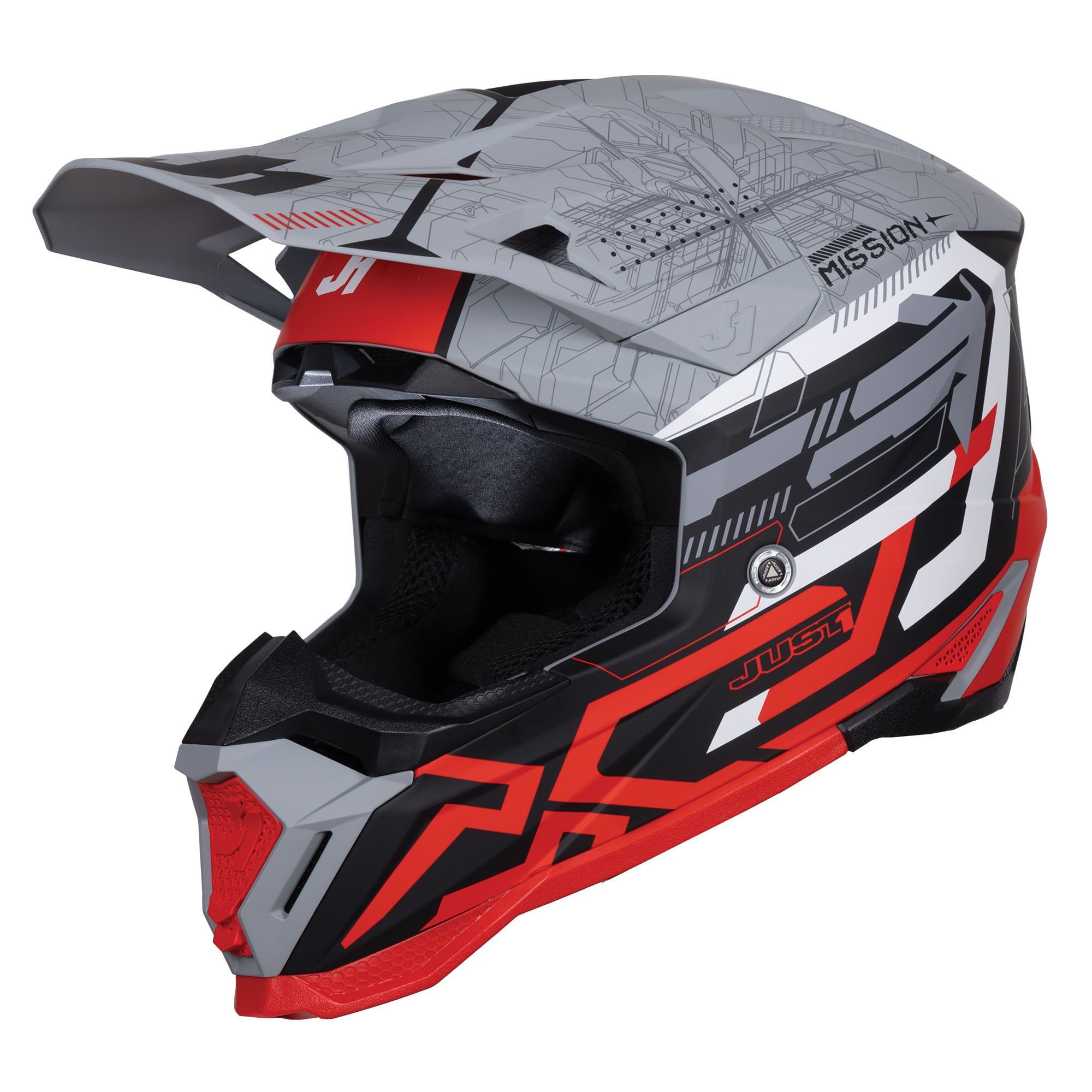 Just1 J40 Motocross Helmet Mission Red Grey Matt