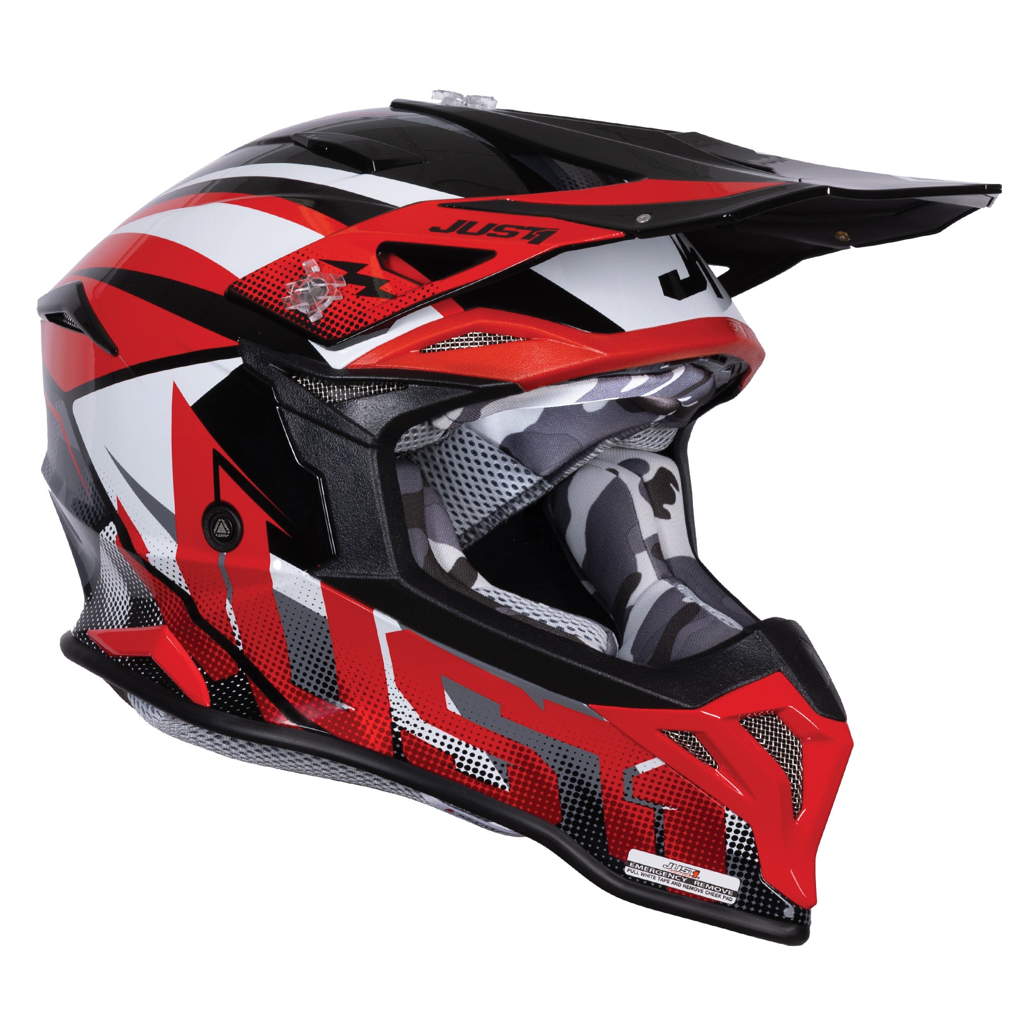 Just1 J39 Motocross Helmet Revo Red White Black Gloss