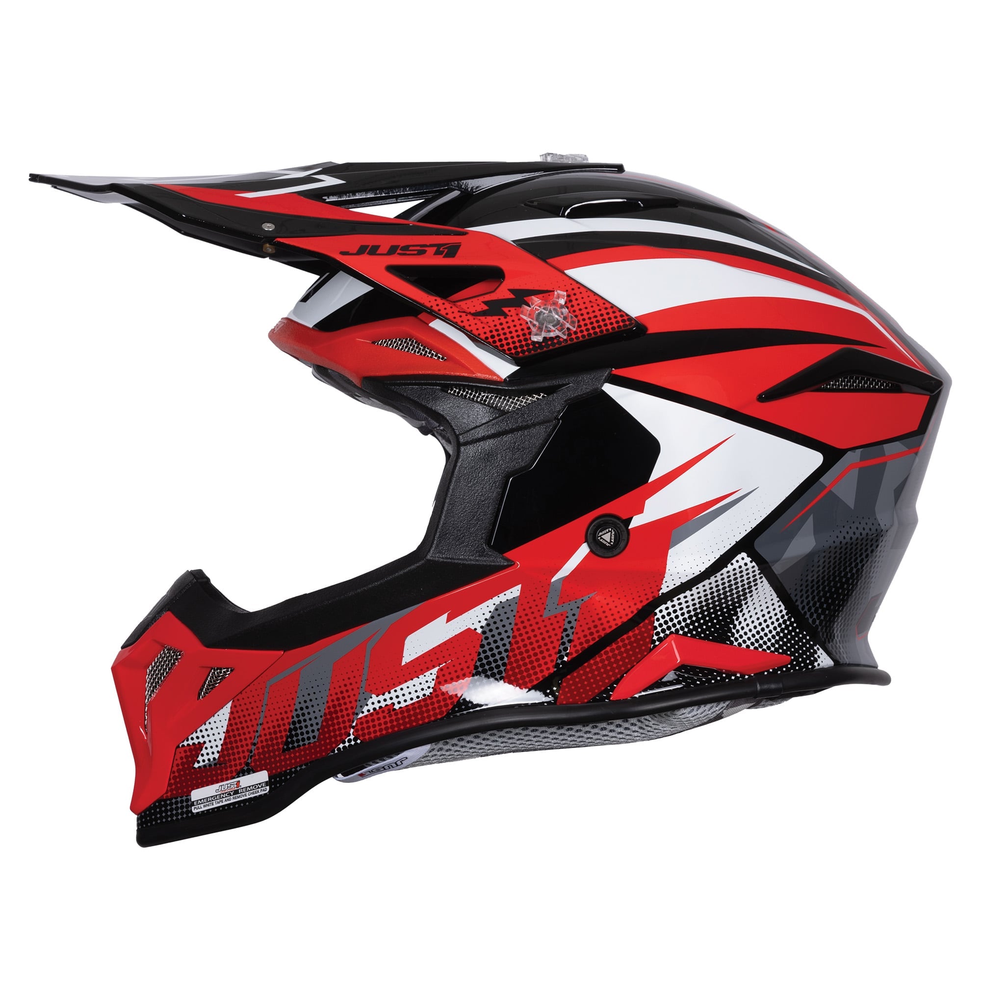 Just1 J39 Motocross Helmet Revo Red White Black Gloss
