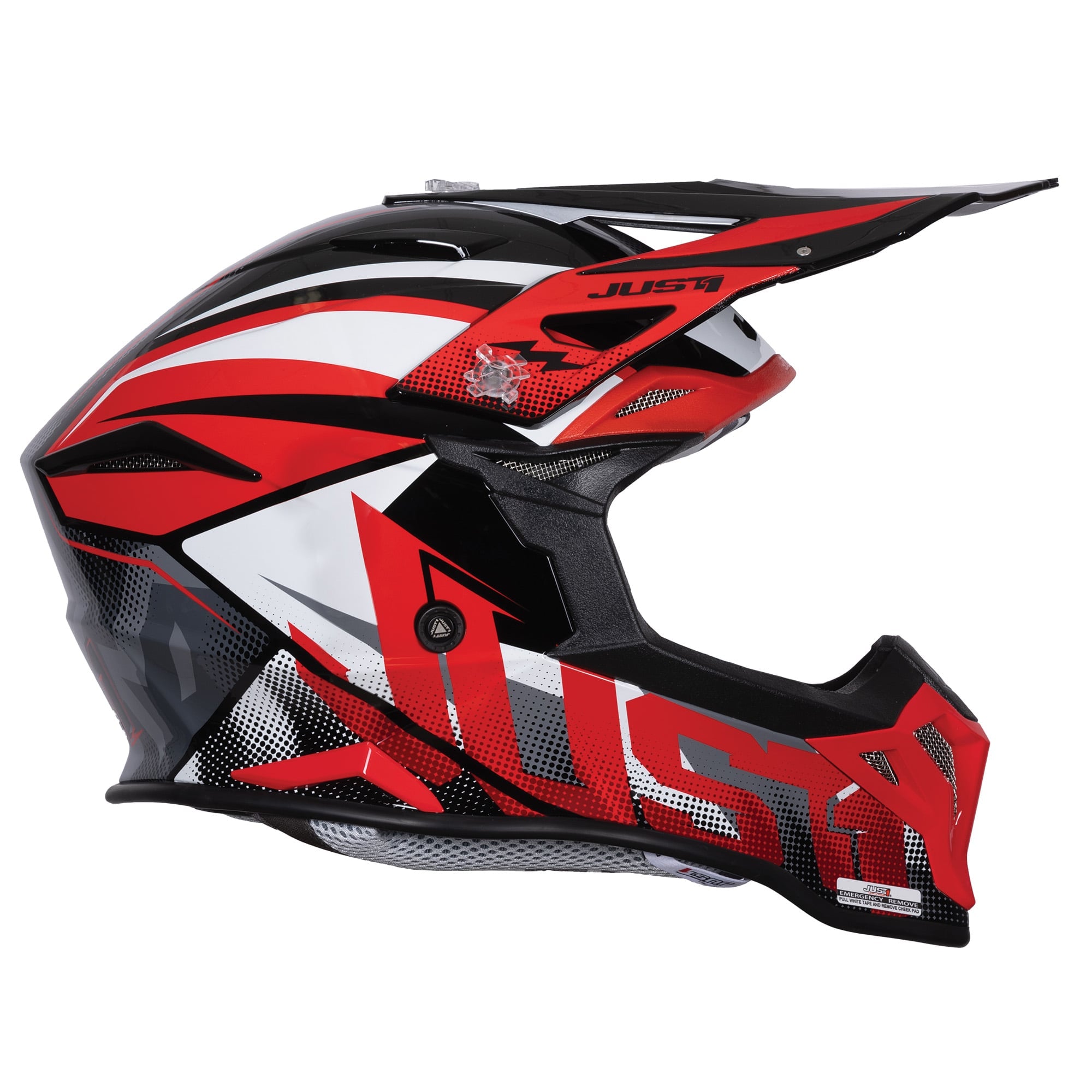 Just1 J39 Motocross Helmet Revo Red White Black Gloss