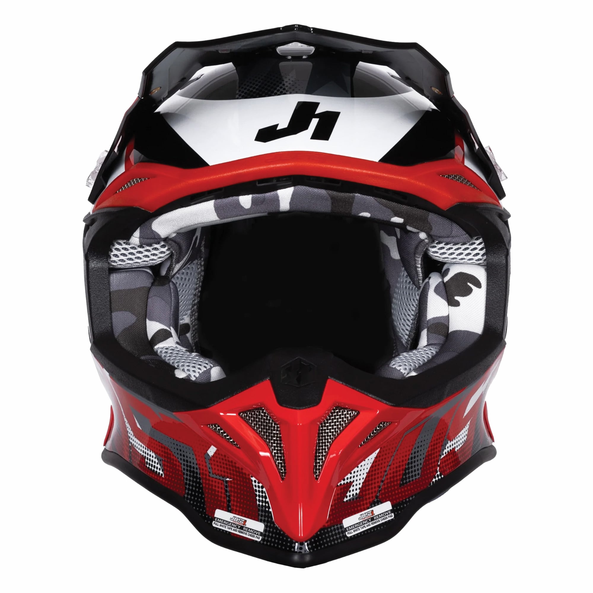 Just1 J39 Motocross Helmet Revo Red White Black Gloss