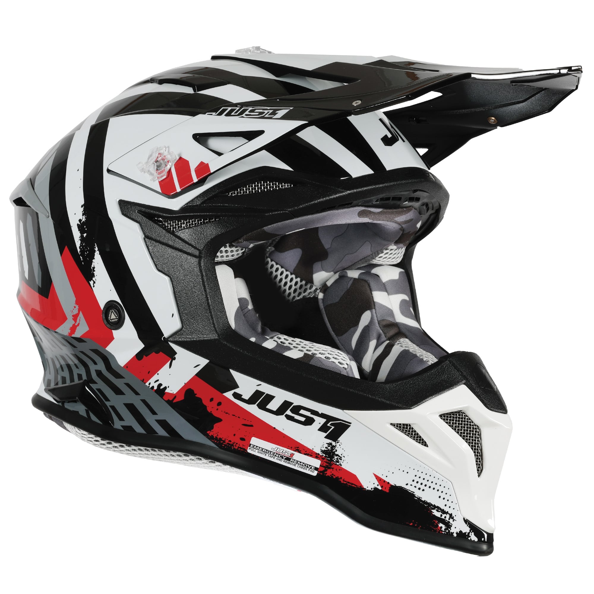 Just1 J39 Motocross Helmet Marshall White Red Black Gloss