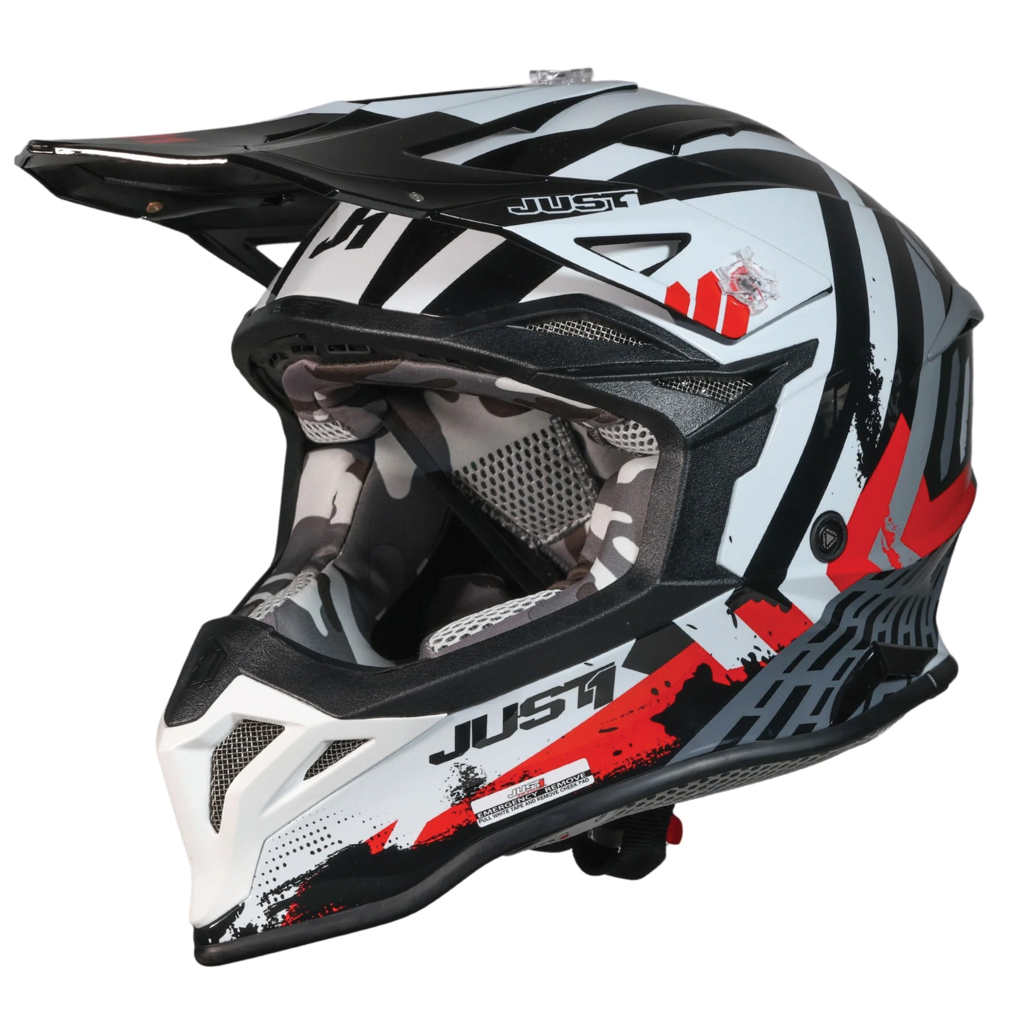 Just1 J39 Motocross Helmet Marshall White Red Black Gloss