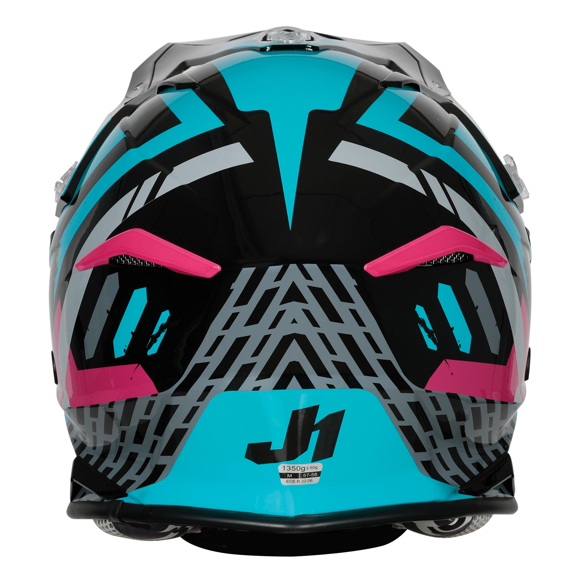 Just1 J39 Motocross Helmet Teal Black Pink Matt