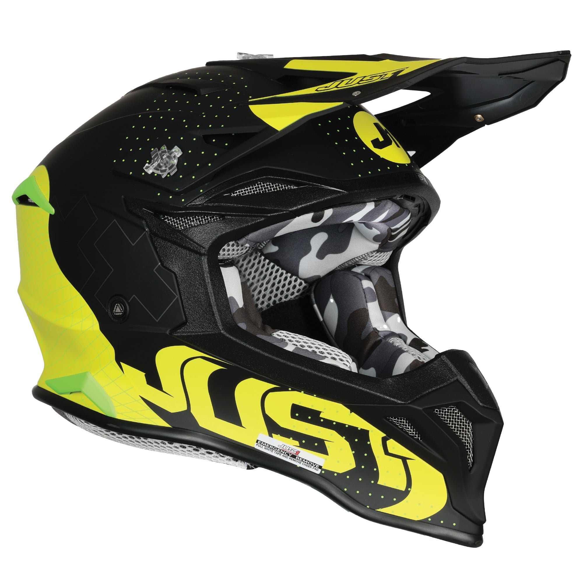 Just1 J39 Motocross Helmet Xeno Fluo Yellow Black Matt