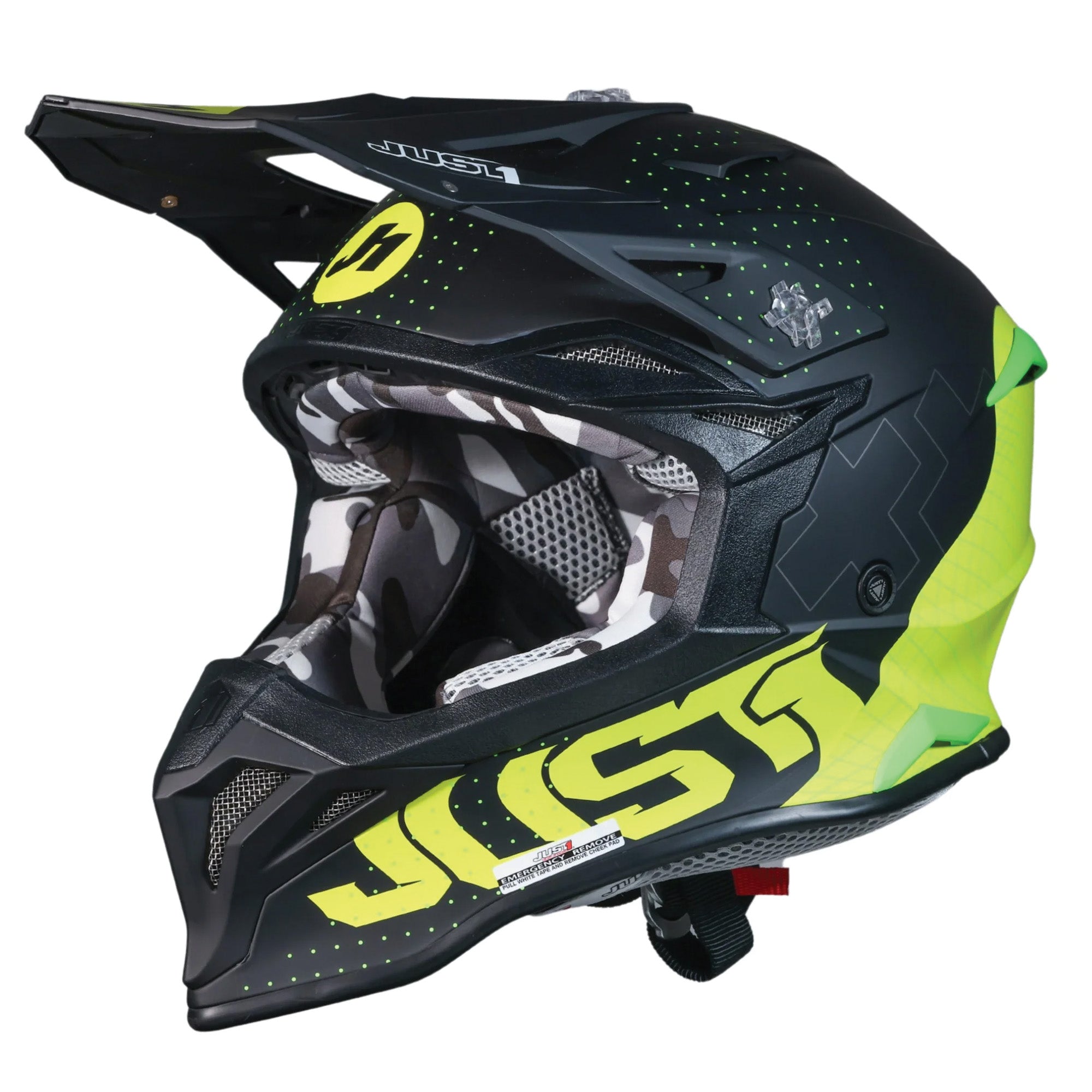 Just1 J39 Motocross Helmet Xeno Fluo Yellow Black Matt