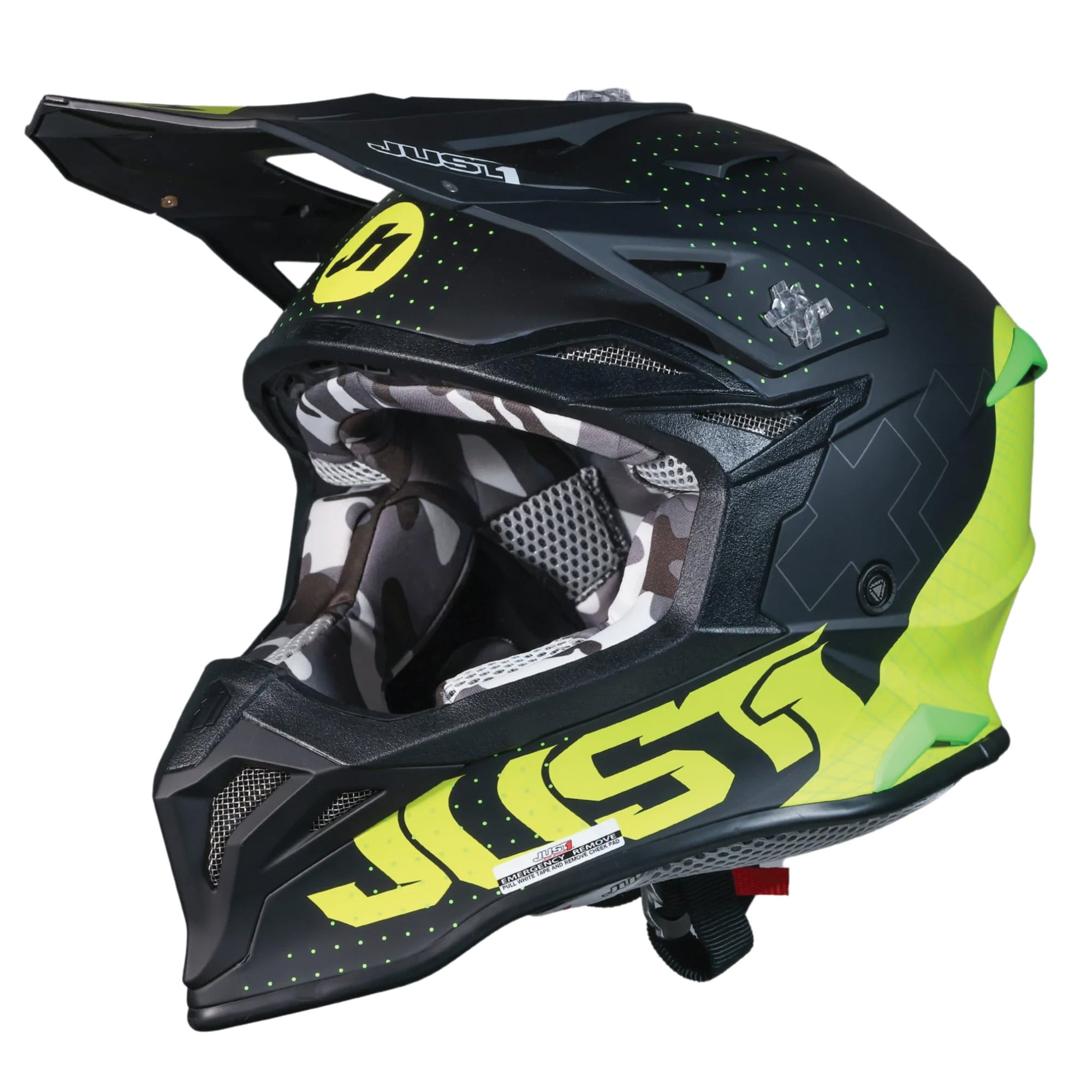 Just1 J39 Motocross Helmet Xeno Fluo Yellow Black Matt