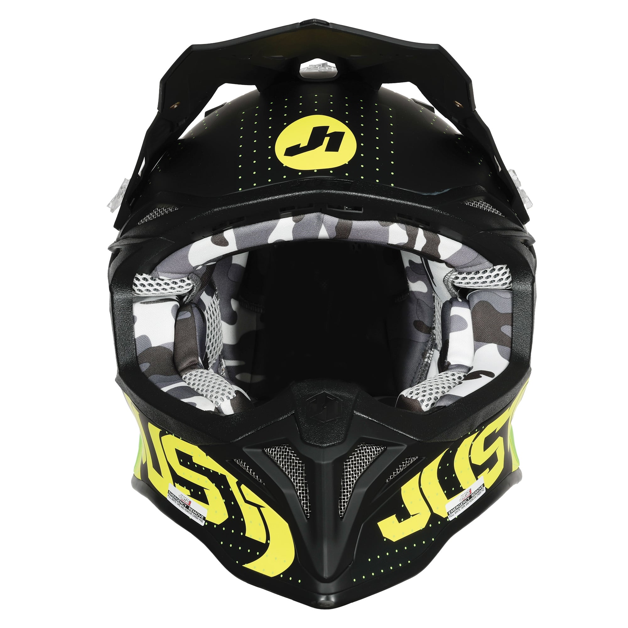 Just1 J39 Motocross Helmet Xeno Fluo Yellow Black Matt
