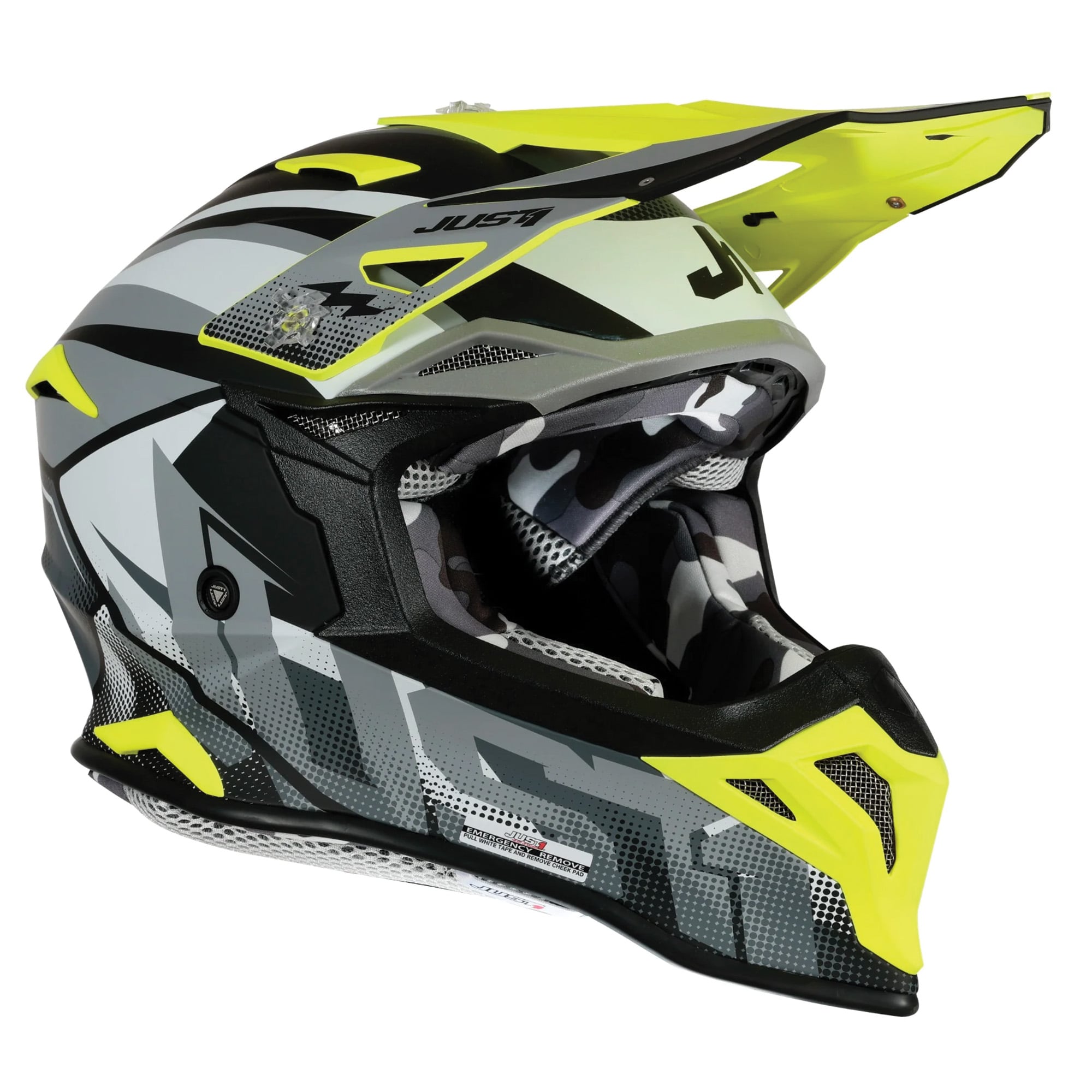 Just1 J39 Motocross Helmet Revo Grey Yellow Fluo Black Matt