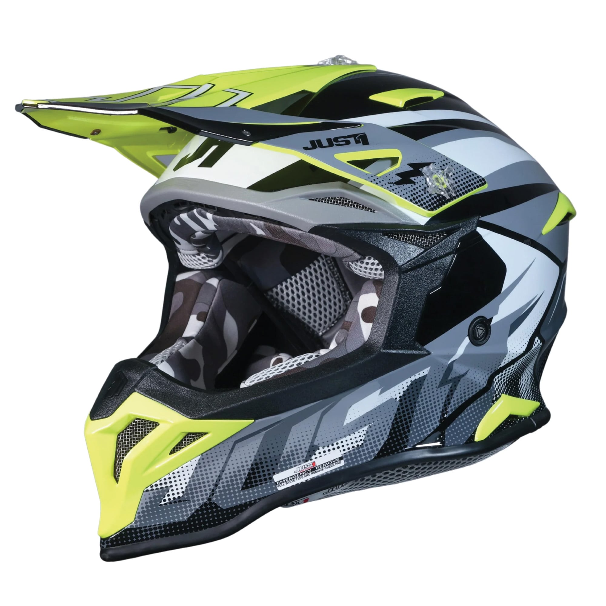 Just1 J39 Motocross Helmet Revo Grey Yellow Fluo Black Matt