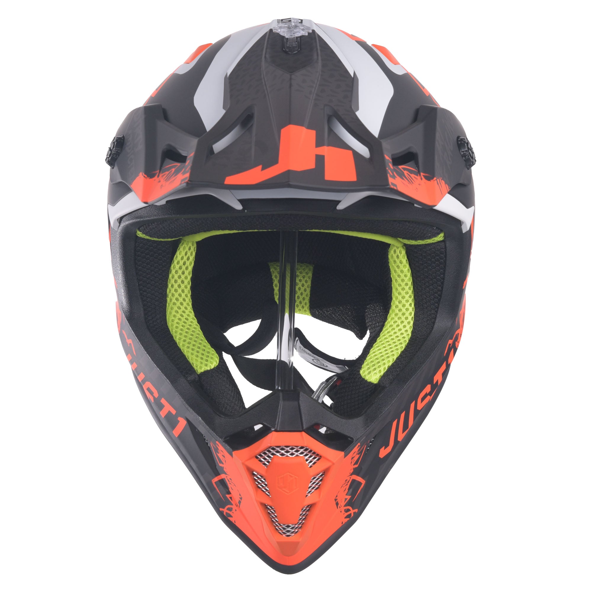 Just1 J38 MX Helmet Mask Fluo Orange/Titanium/Black Matt