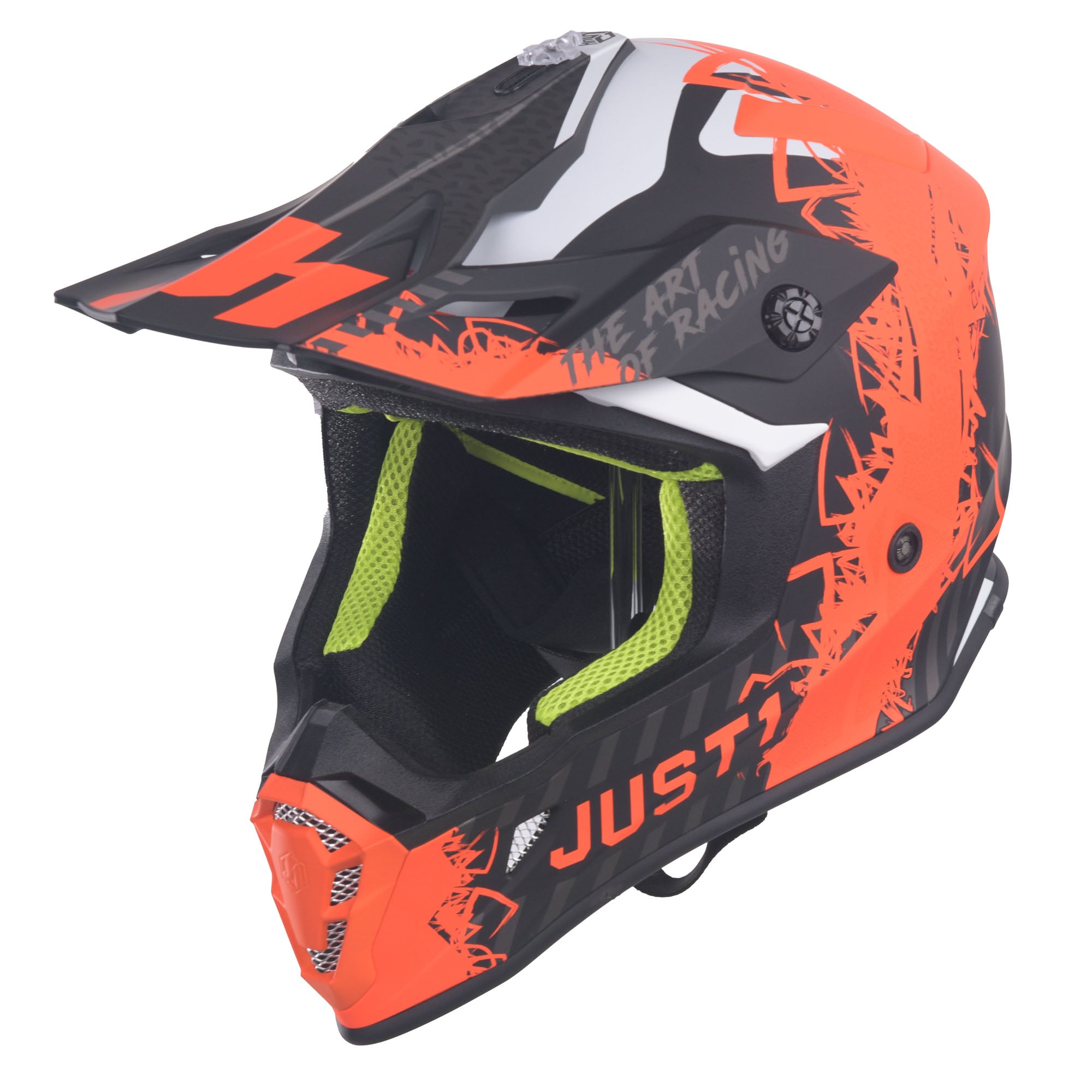Just1 J38 MX Helmet Mask Fluo Orange/Titanium/Black Matt
