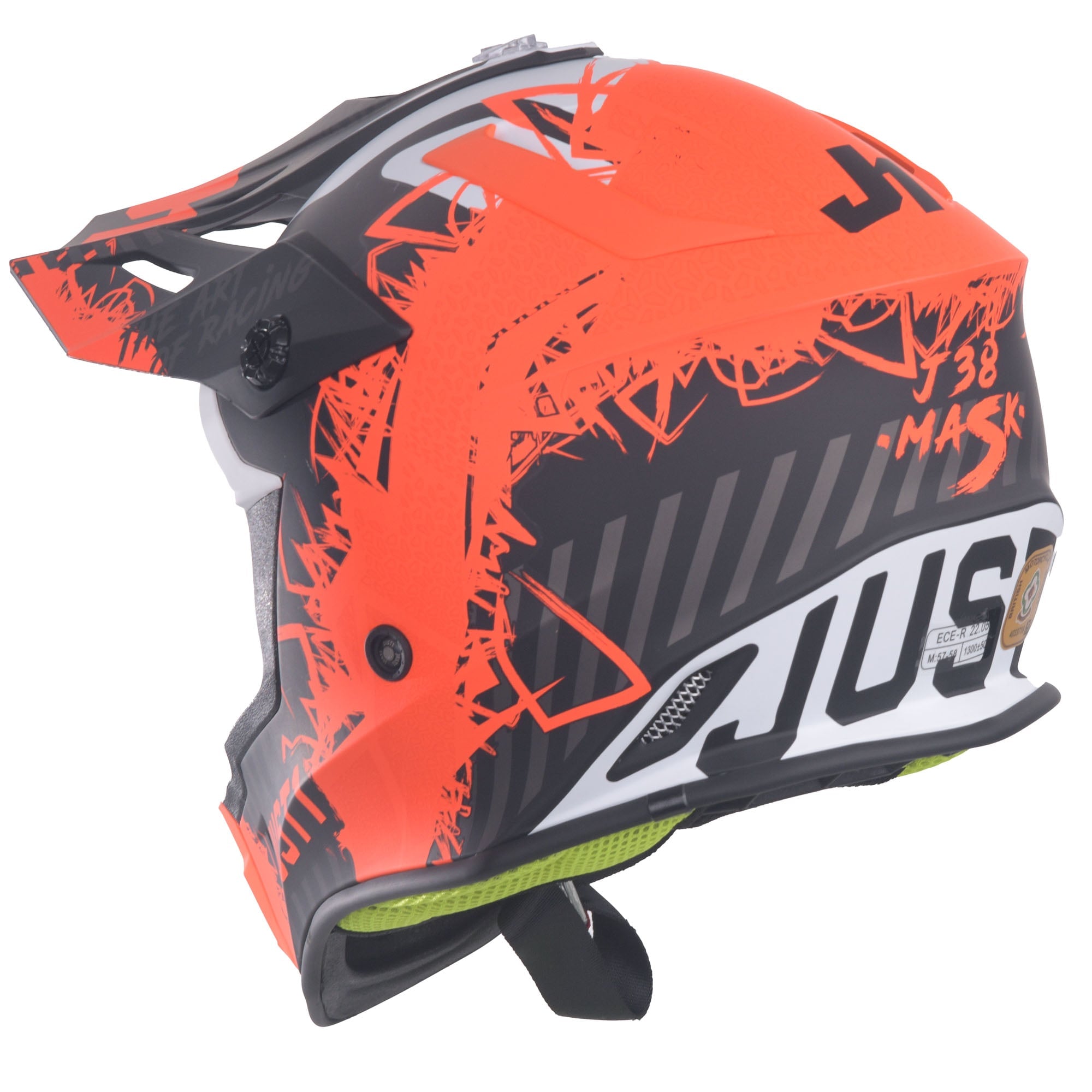Just1 J38 MX Helmet Mask Fluo Orange/Titanium/Black Matt