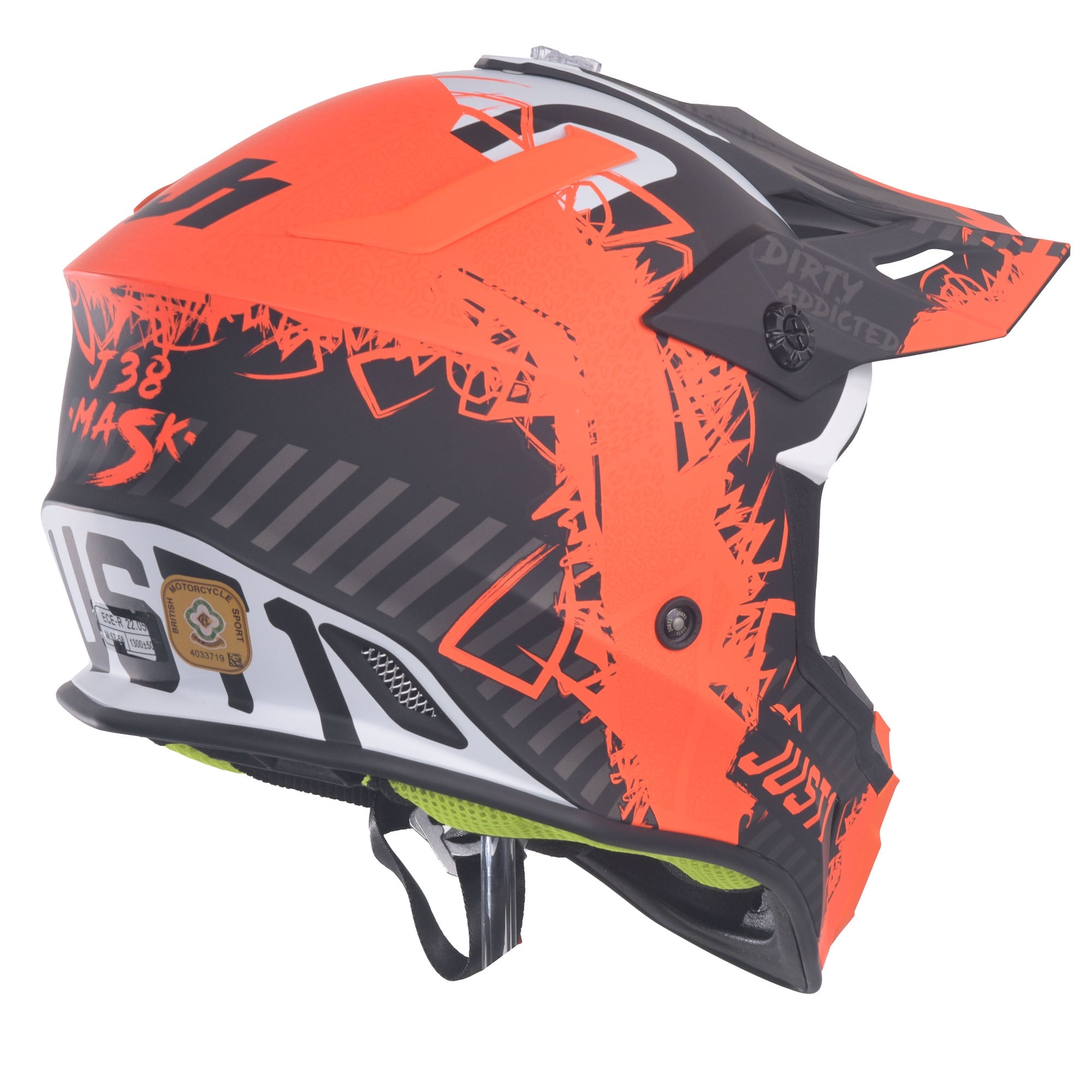 Just1 J38 MX Helmet Mask Fluo Orange/Titanium/Black Matt