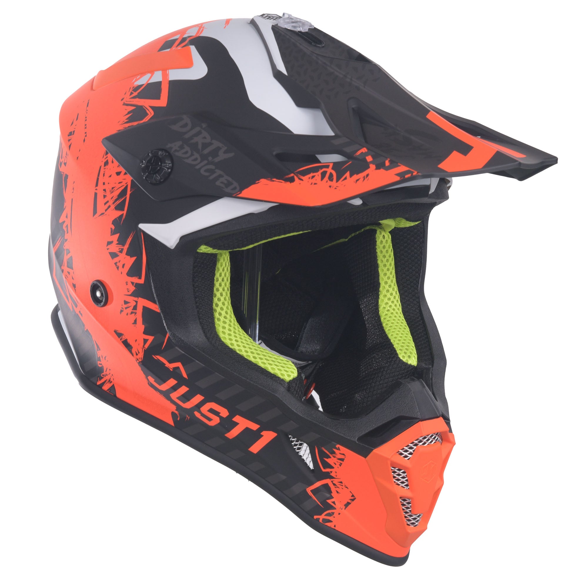 Just1 J38 MX Helmet Mask Fluo Orange/Titanium/Black Matt