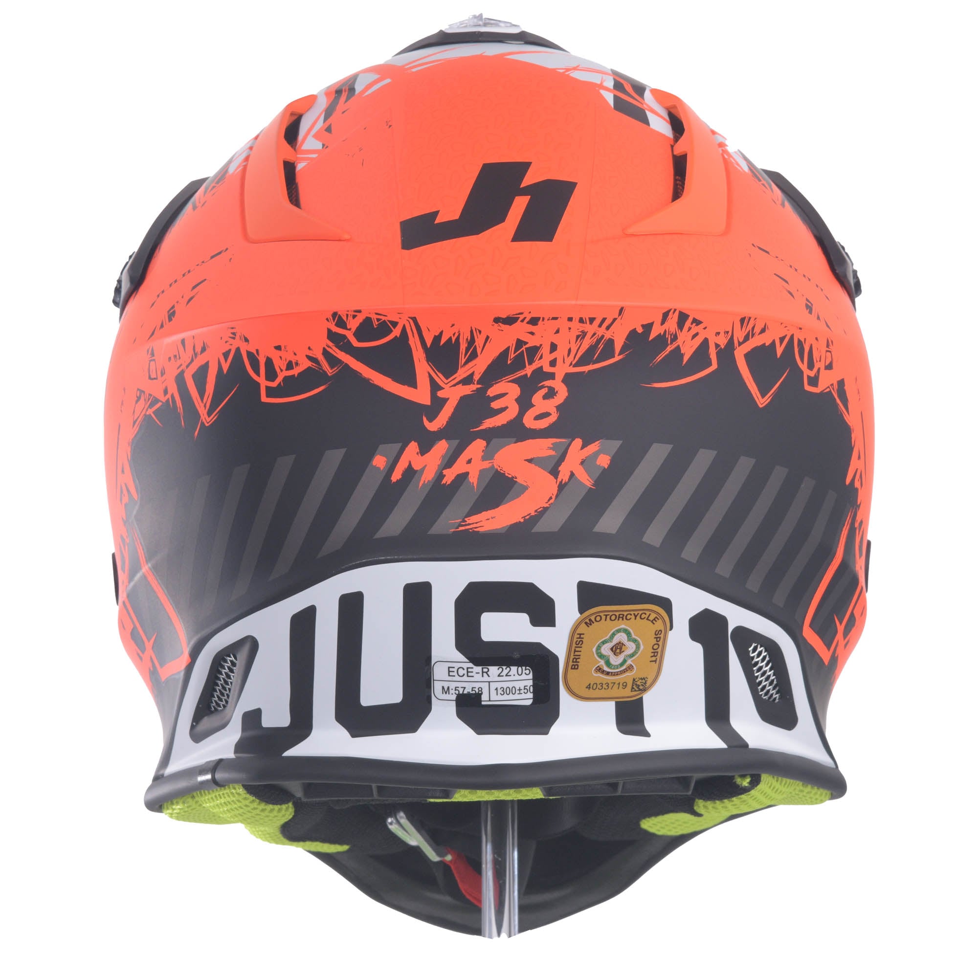 Just1 J38 MX Helmet Mask Fluo Orange/Titanium/Black Matt