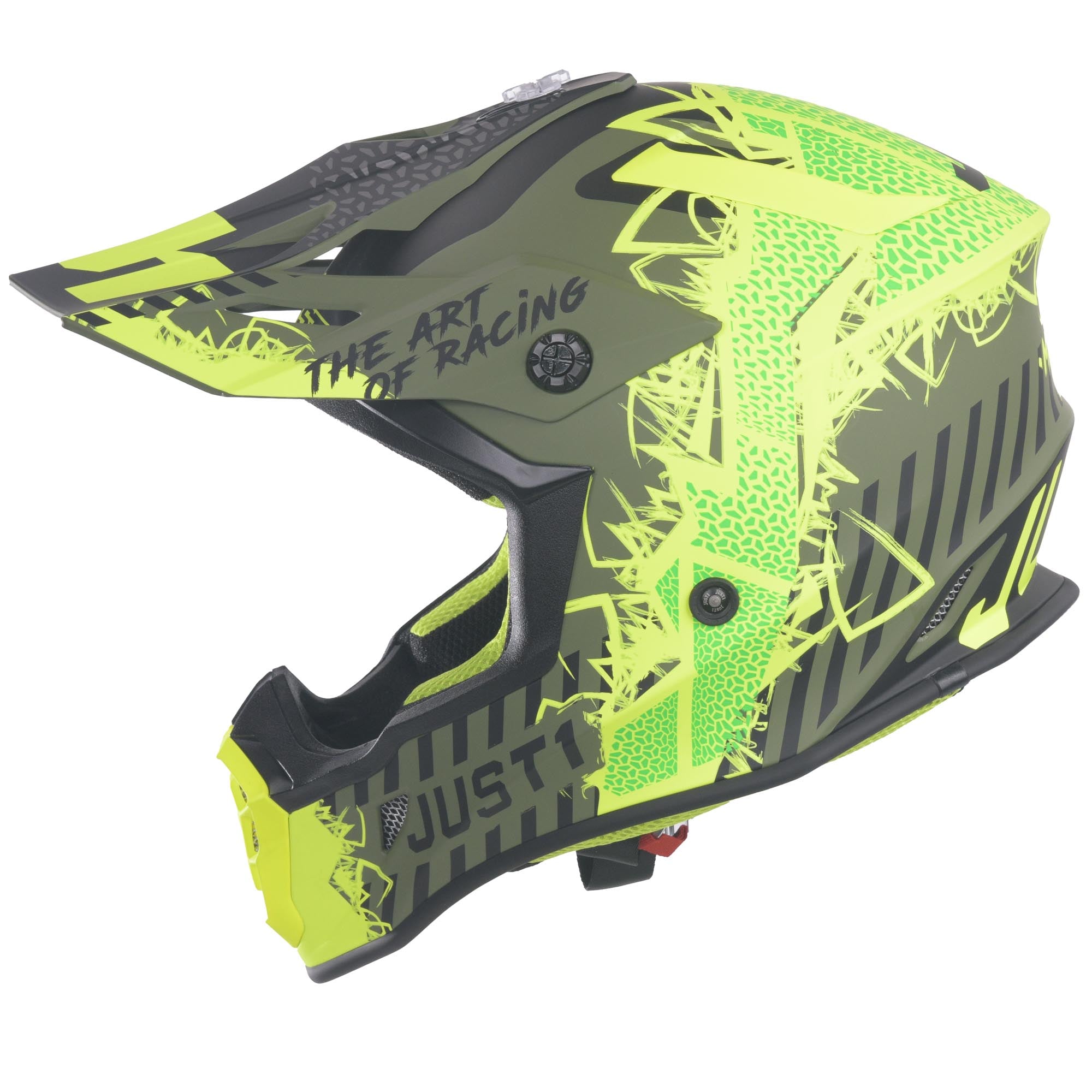 Just1 J38 MX Helmet Mask Fluo Yellow/Black/Army Green Matt