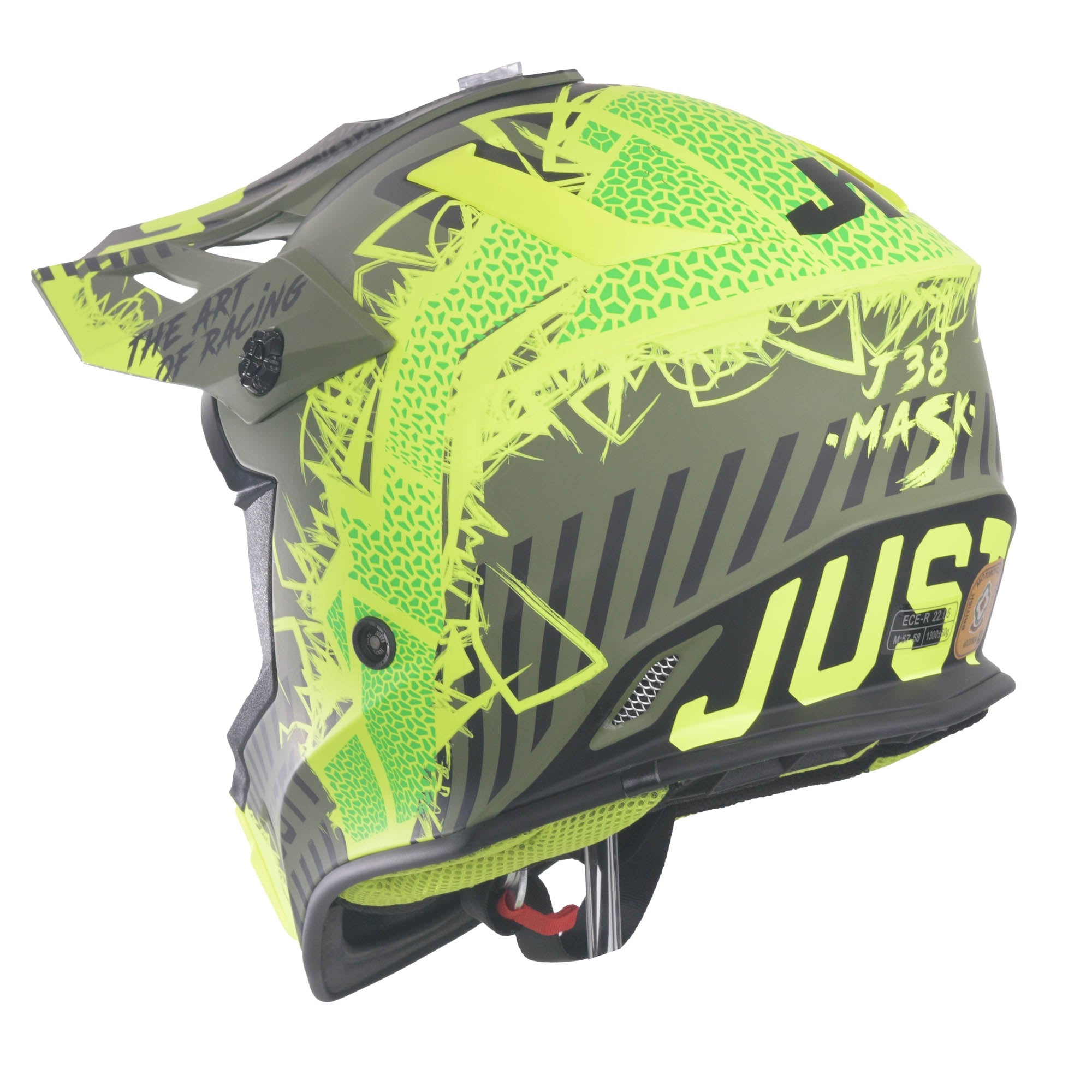 Just1 J38 MX Helmet Mask Fluo Yellow/Black/Army Green Matt