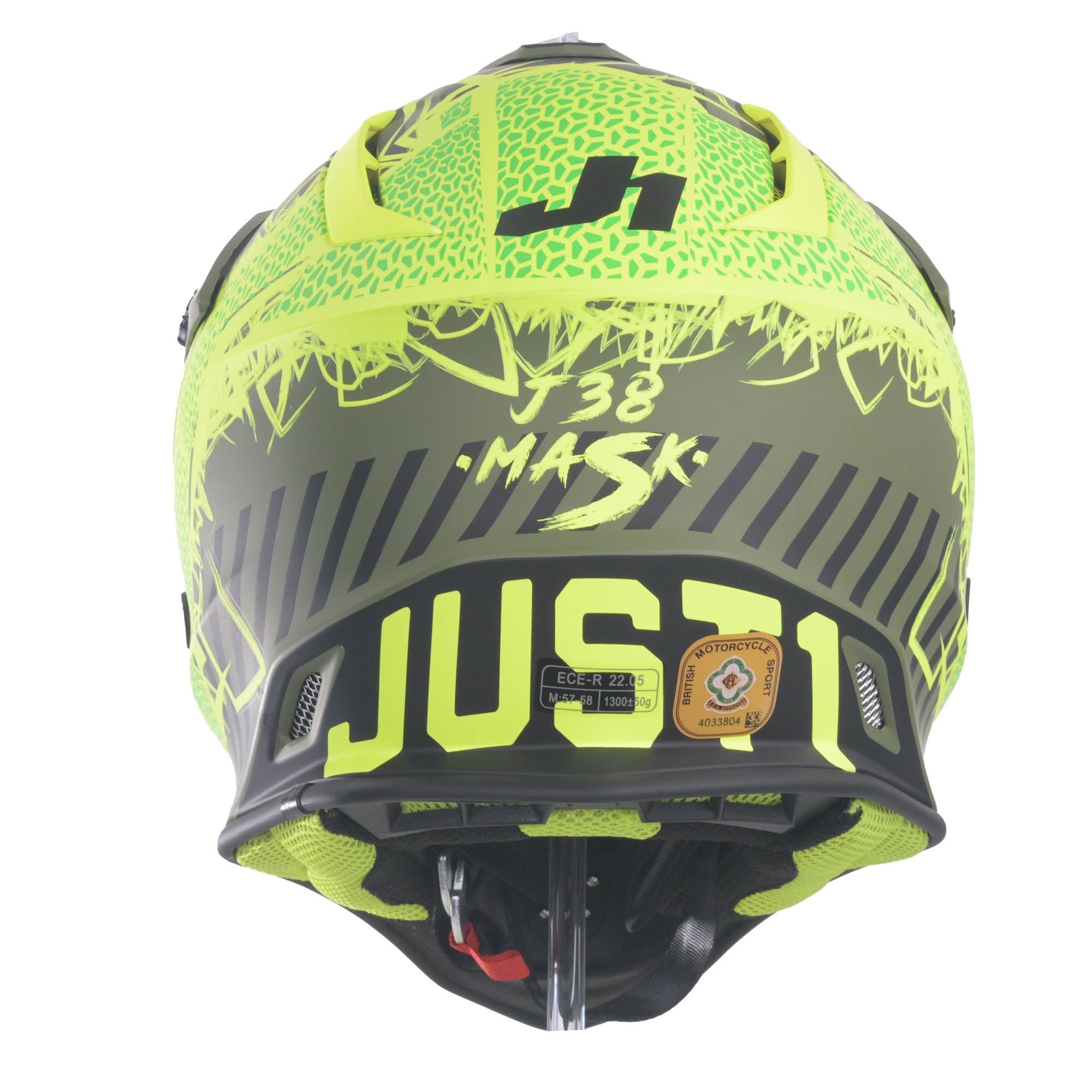 Just1 J38 MX Helmet Mask Fluo Yellow/Black/Army Green Matt