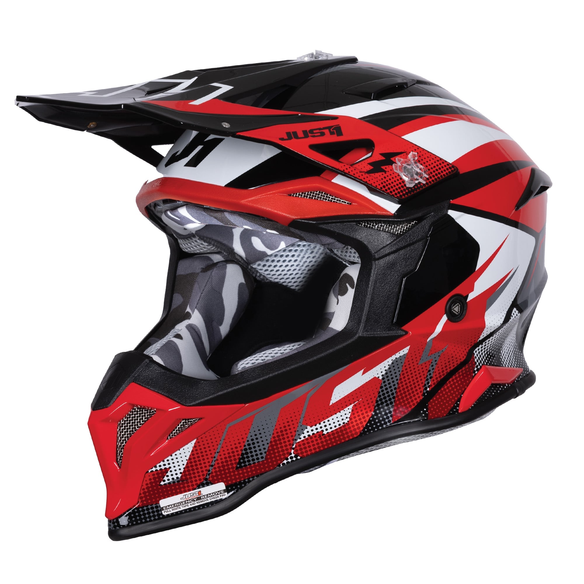 Just1 J39 Motocross Helmet Revo Red White Black Gloss