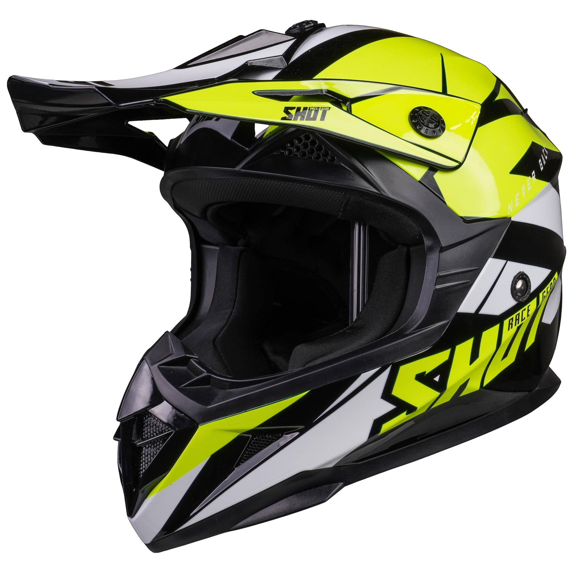 Shot 'Pulse Revenge' MX Helmet - Black Neon Yellow White [Gloss]