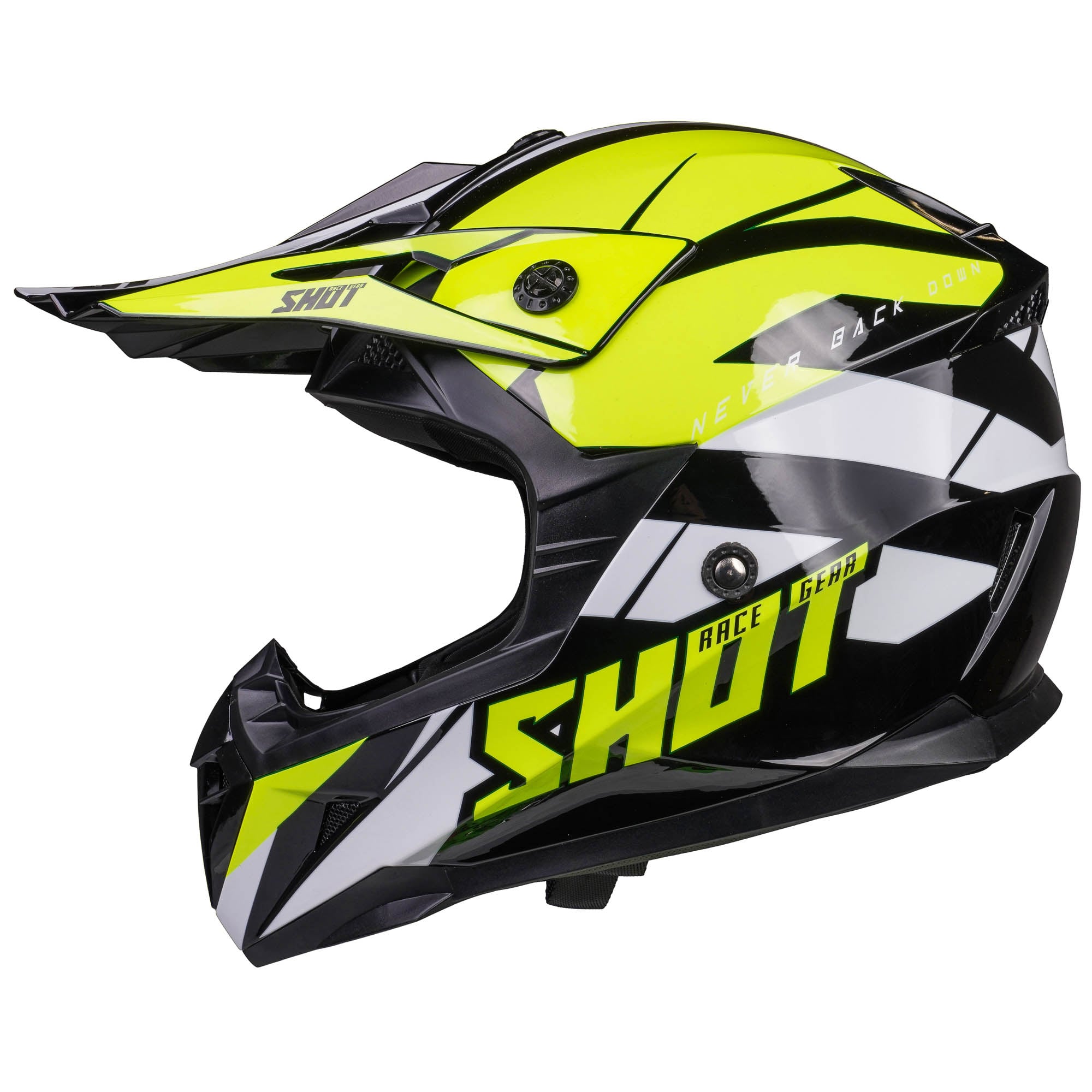 Shot 'Pulse Revenge' MX Helmet - Black Neon Yellow White [Gloss]