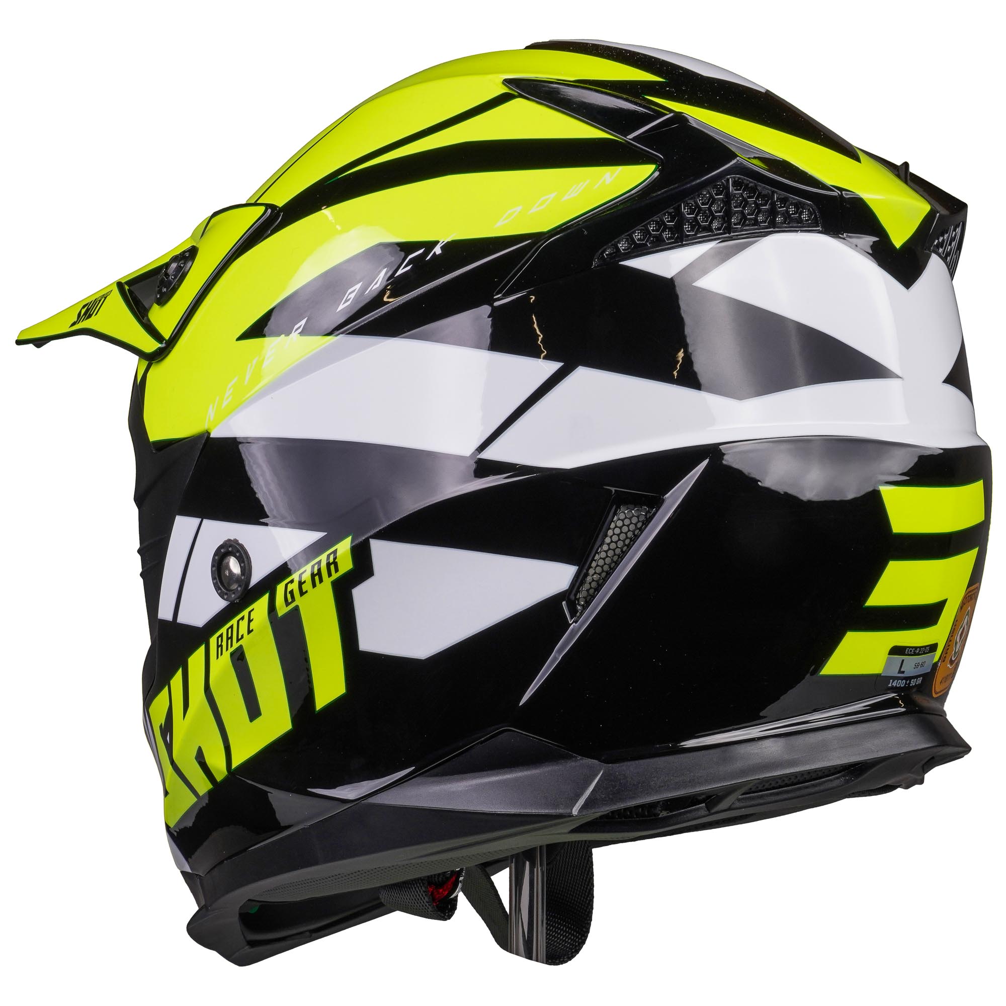 Shot 'Pulse Revenge' MX Helmet - Black Neon Yellow White [Gloss]