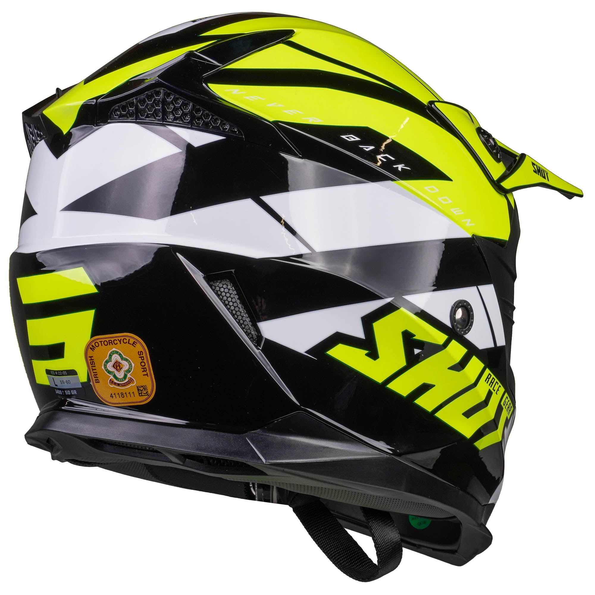 Shot 'Pulse Revenge' MX Helmet - Black Neon Yellow White [Gloss]