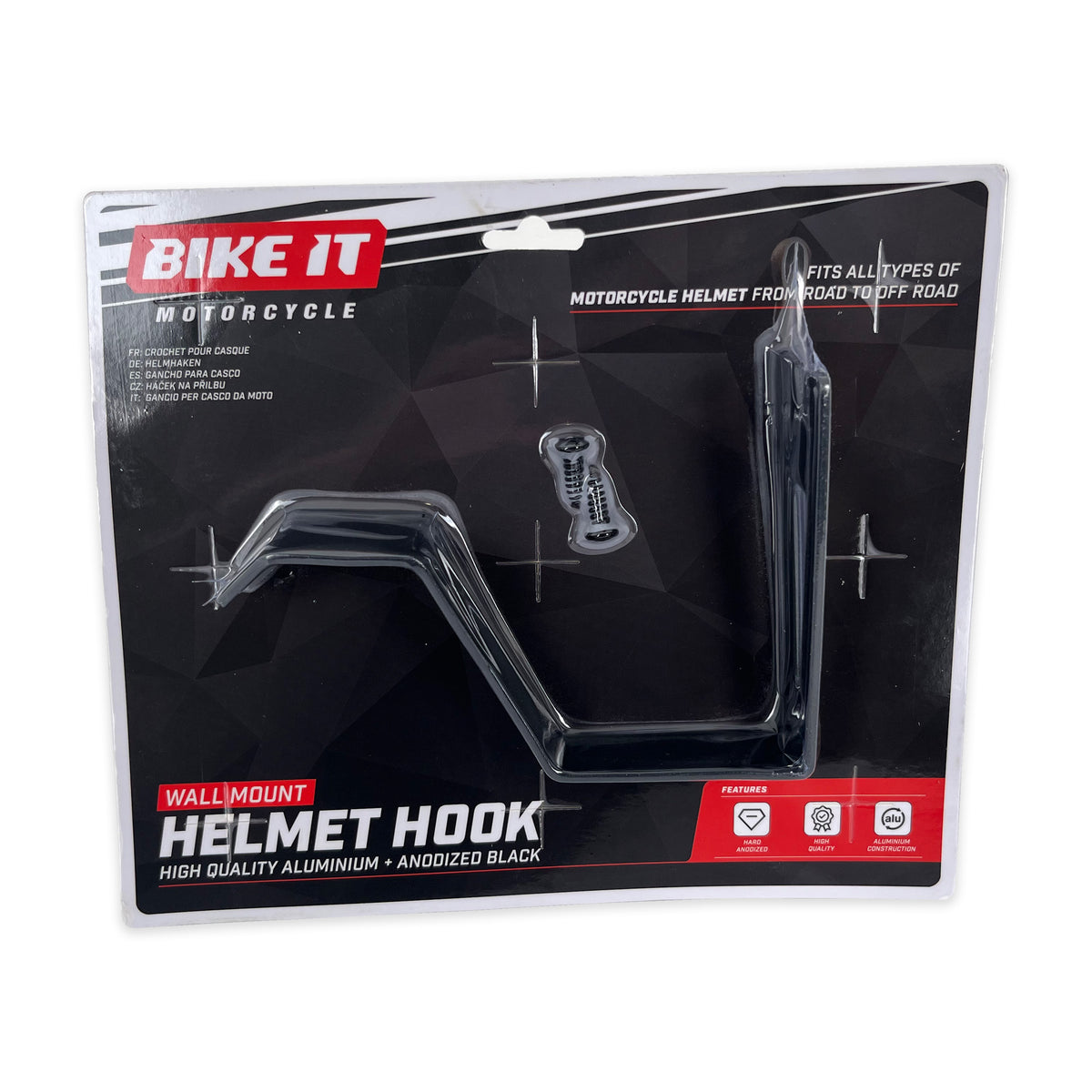 Bike It Wall Mount Helmet Hook – Matt Black