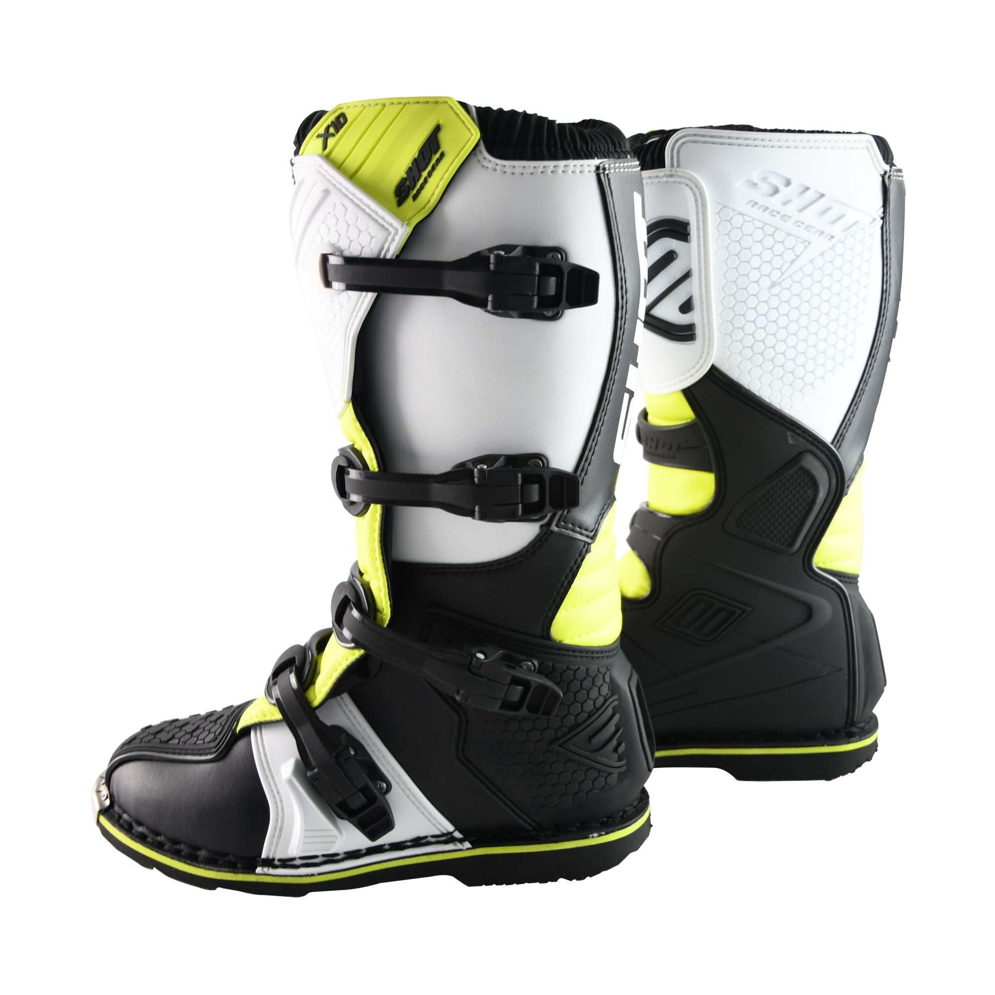 Shot X10 2.0 MX Boots Adult - Black/White/Yellow
