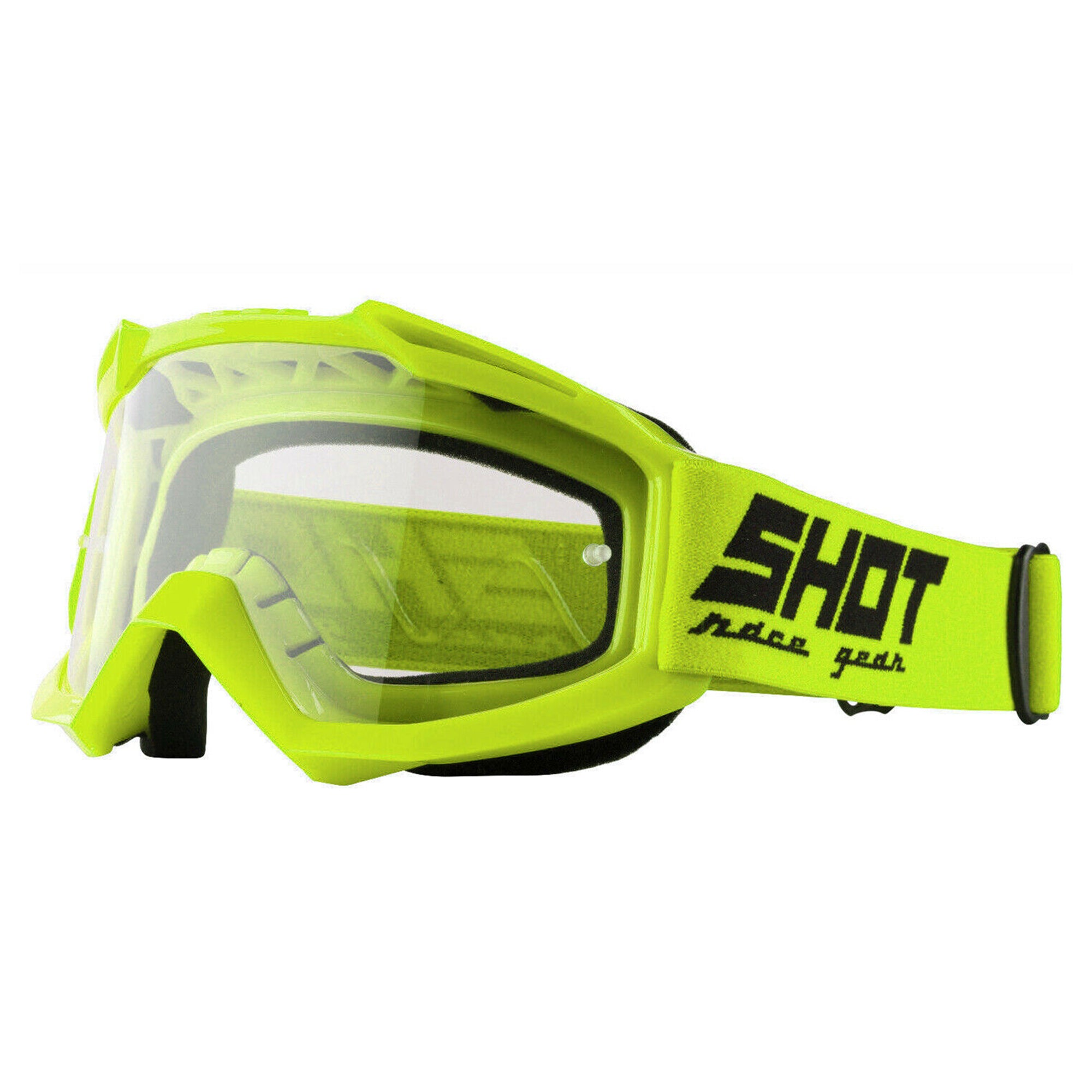 Shot Assault Neon Yellow Glossy Motocross Goggles