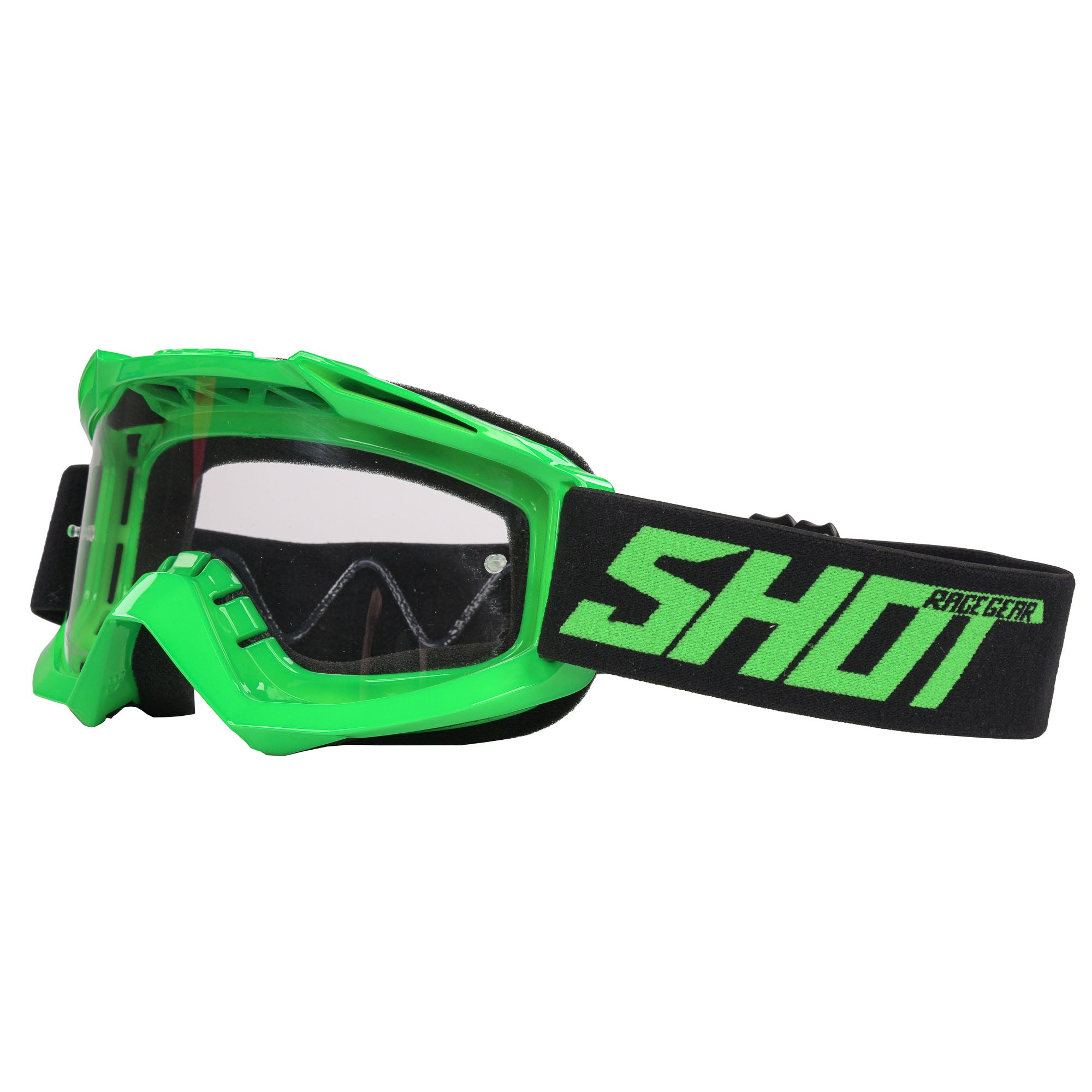 Shot Assault Neon Green Motocross Goggles