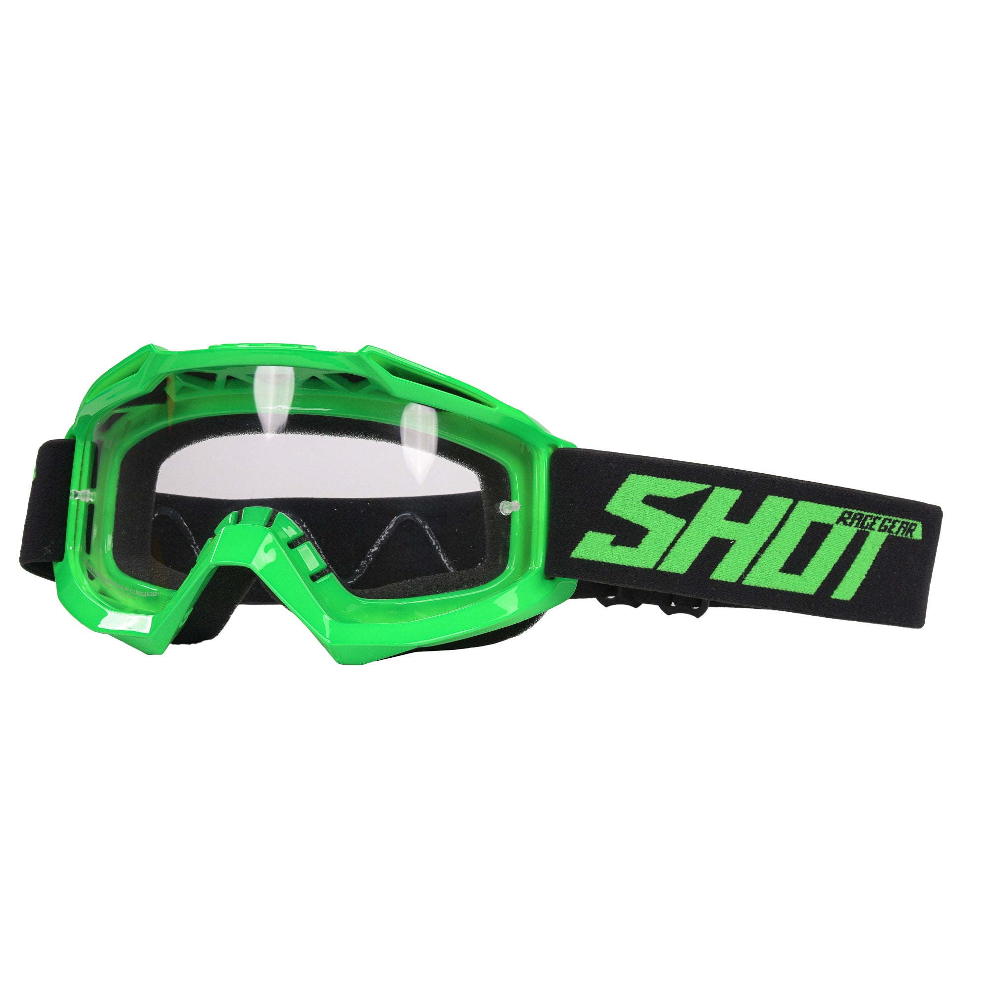 Shot Assault Neon Green Motocross Goggles