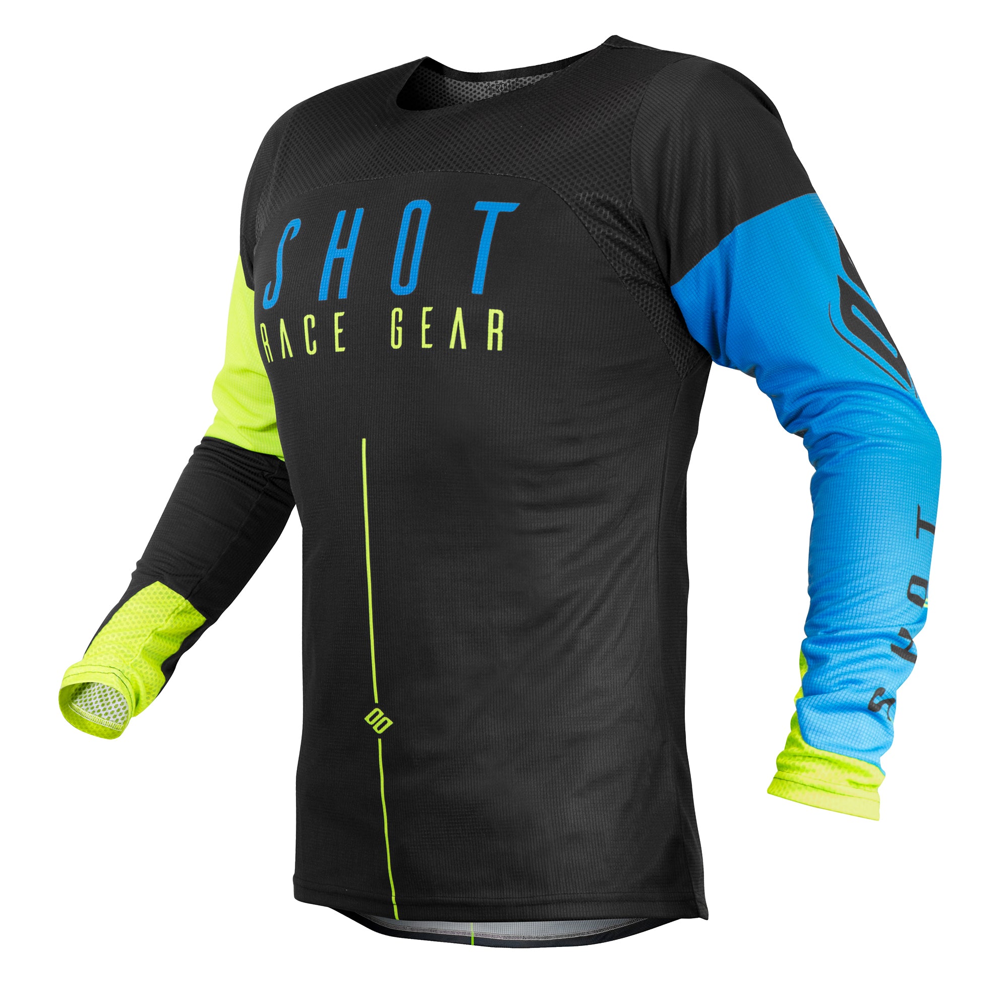 Shot Aerolite MX Jersey Adult - Alpha Blue Neon Yellow
