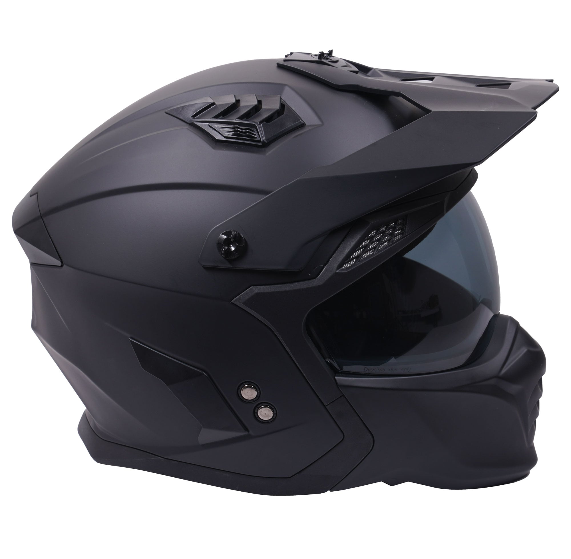 Stealth Fighter Multi Function Motorcycle Full & Open Face Helmet - Matt Black