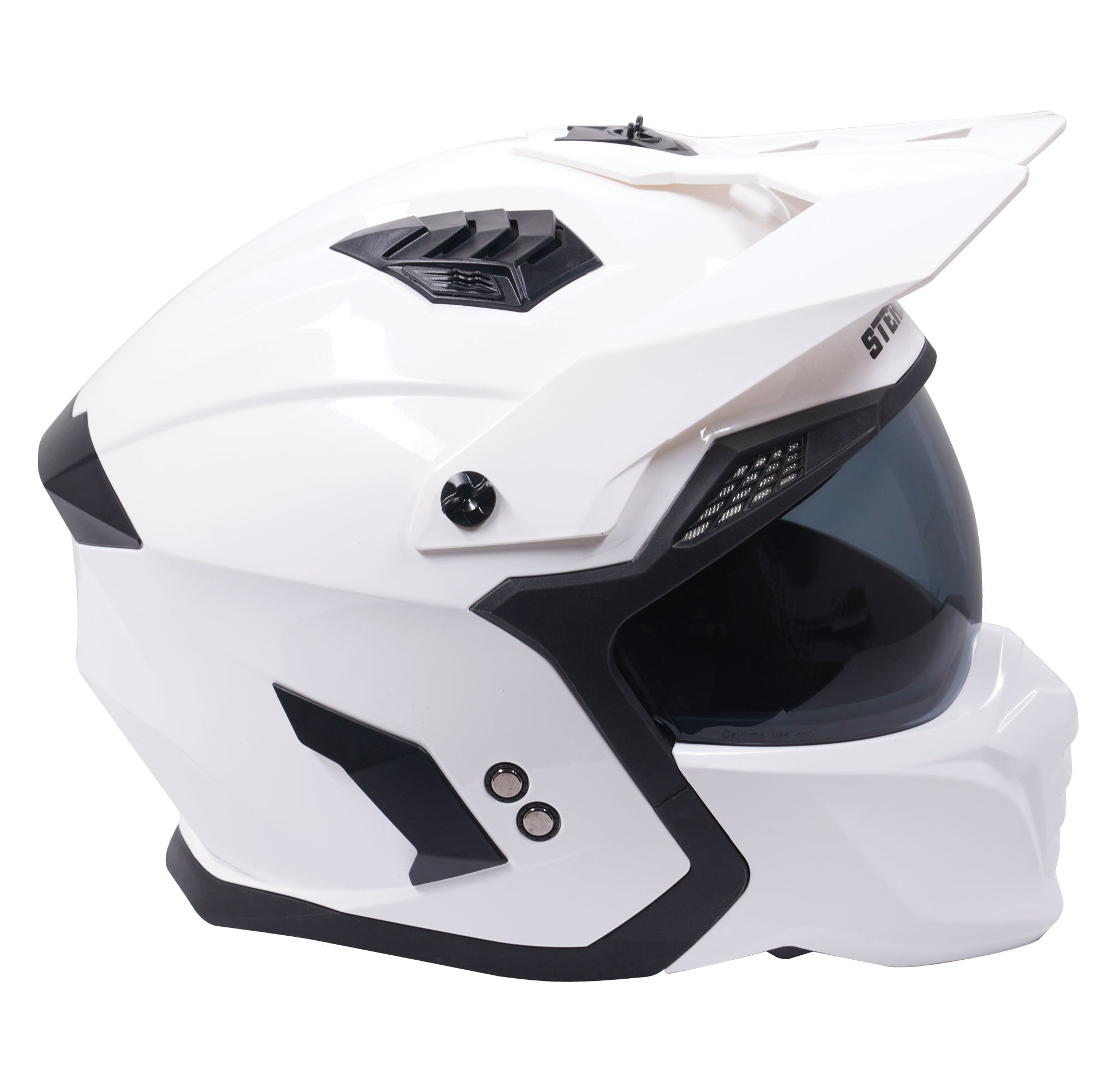 Stealth Fighter Multi Function Motorcycle Full & Open Face Helmet - Gloss White