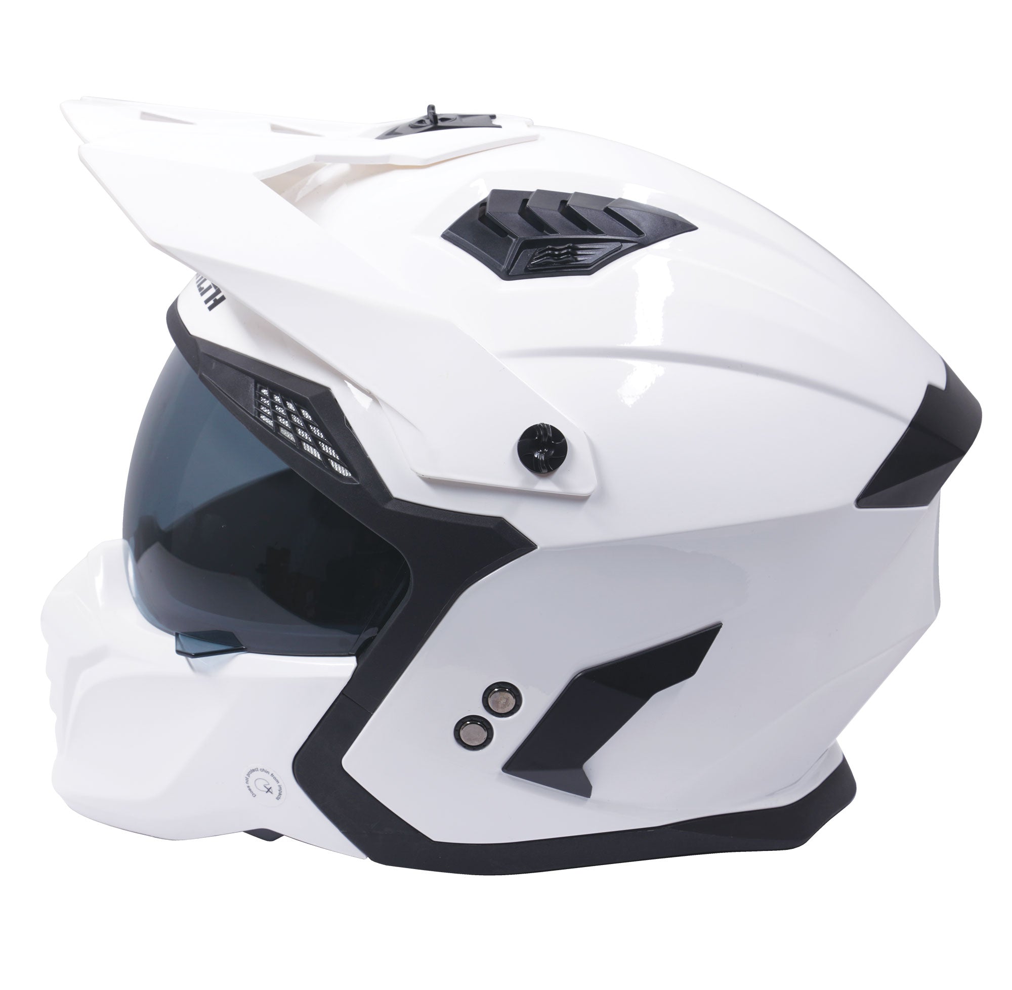 Stealth Fighter Multi Function Motorcycle Full & Open Face Helmet - Gloss White