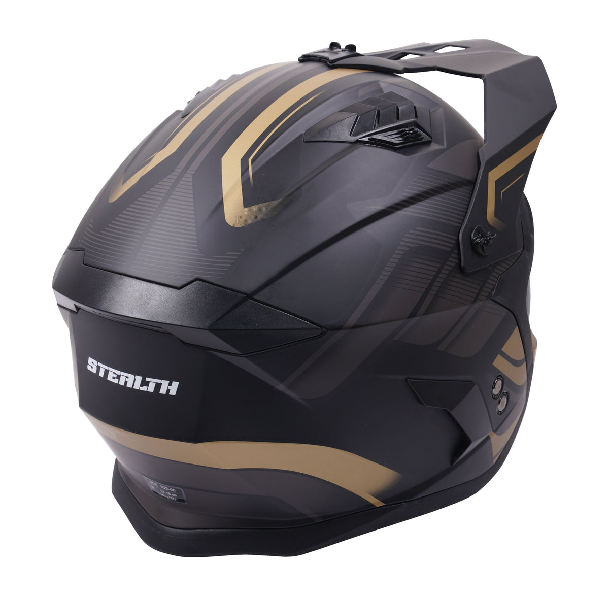 Stealth Fighter Multi Function Motorcycle Full & Open Face Helmet Graphic Orbit Black & Gold Matt