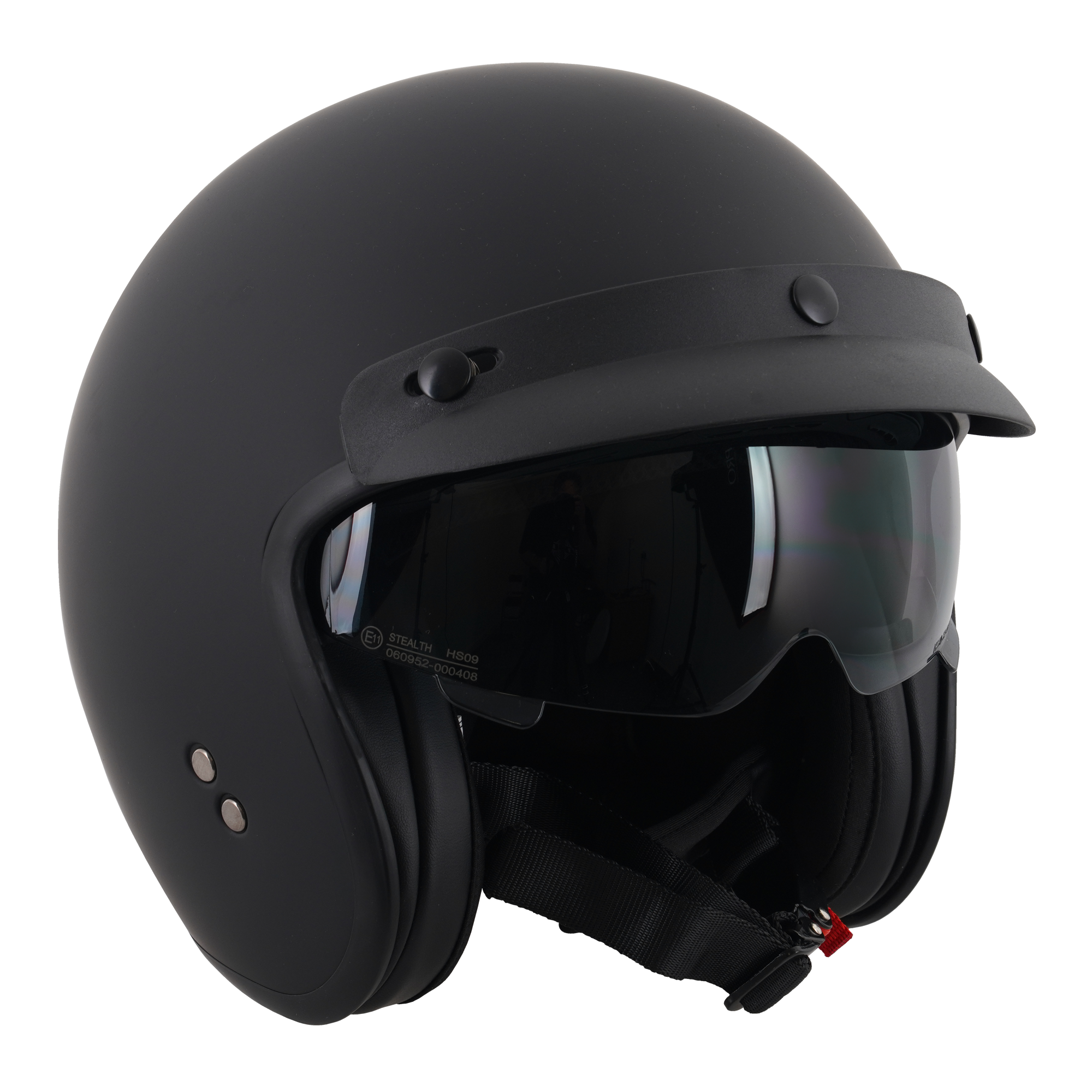 Stealth Open Face Helmet With Peak - Matt Black