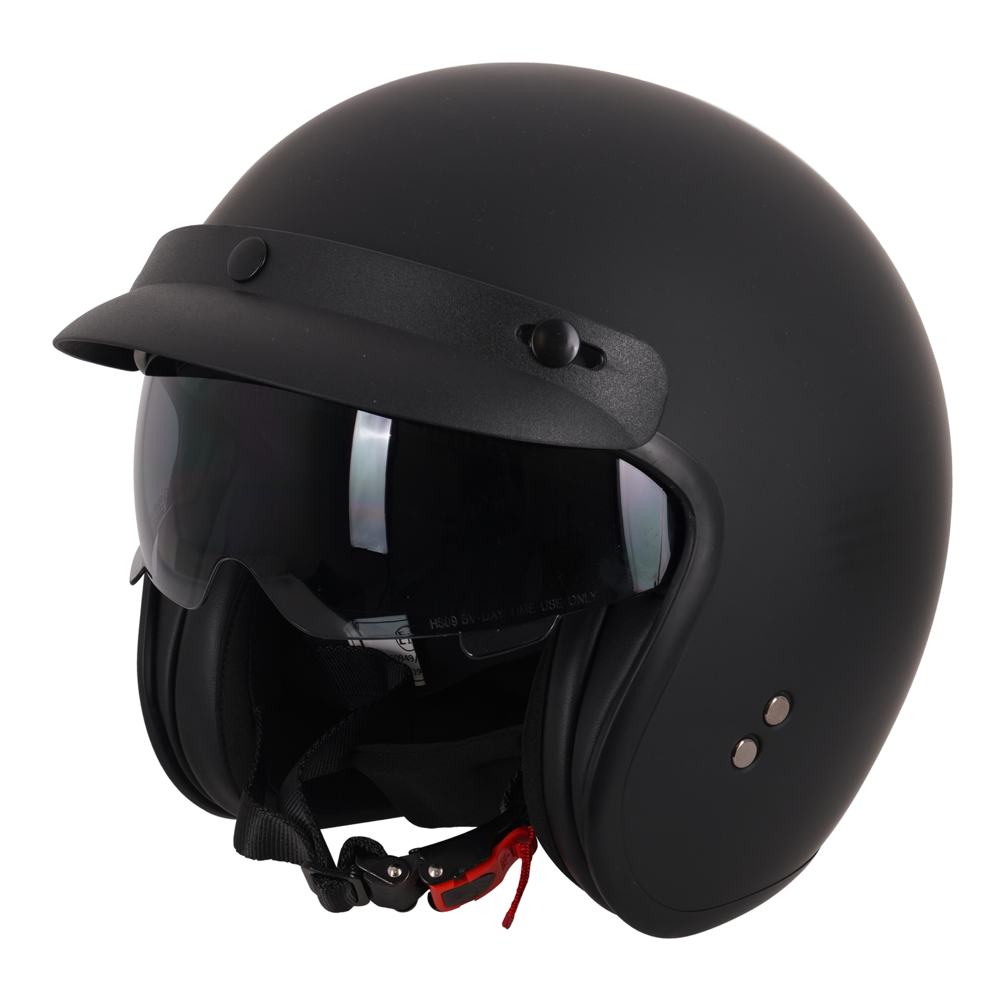 Stealth Open Face Helmet With Peak - Matt Black